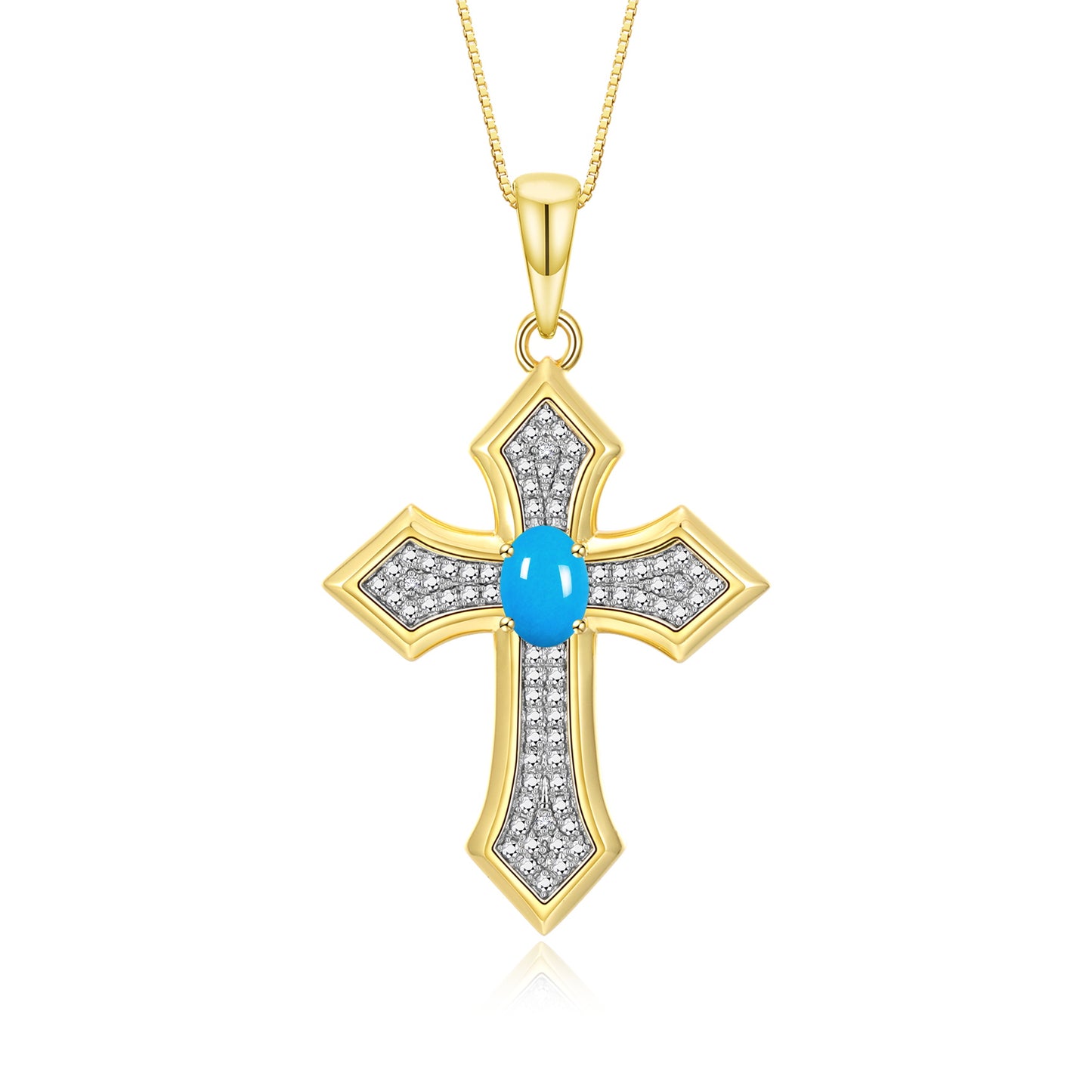 RYLOS Cross Necklace: Gemstone &  Diamond Yellow Gold Plated Silver 925 Pendant - 7X5MM Birthstone - 18 Chain - Elegant Jewelry