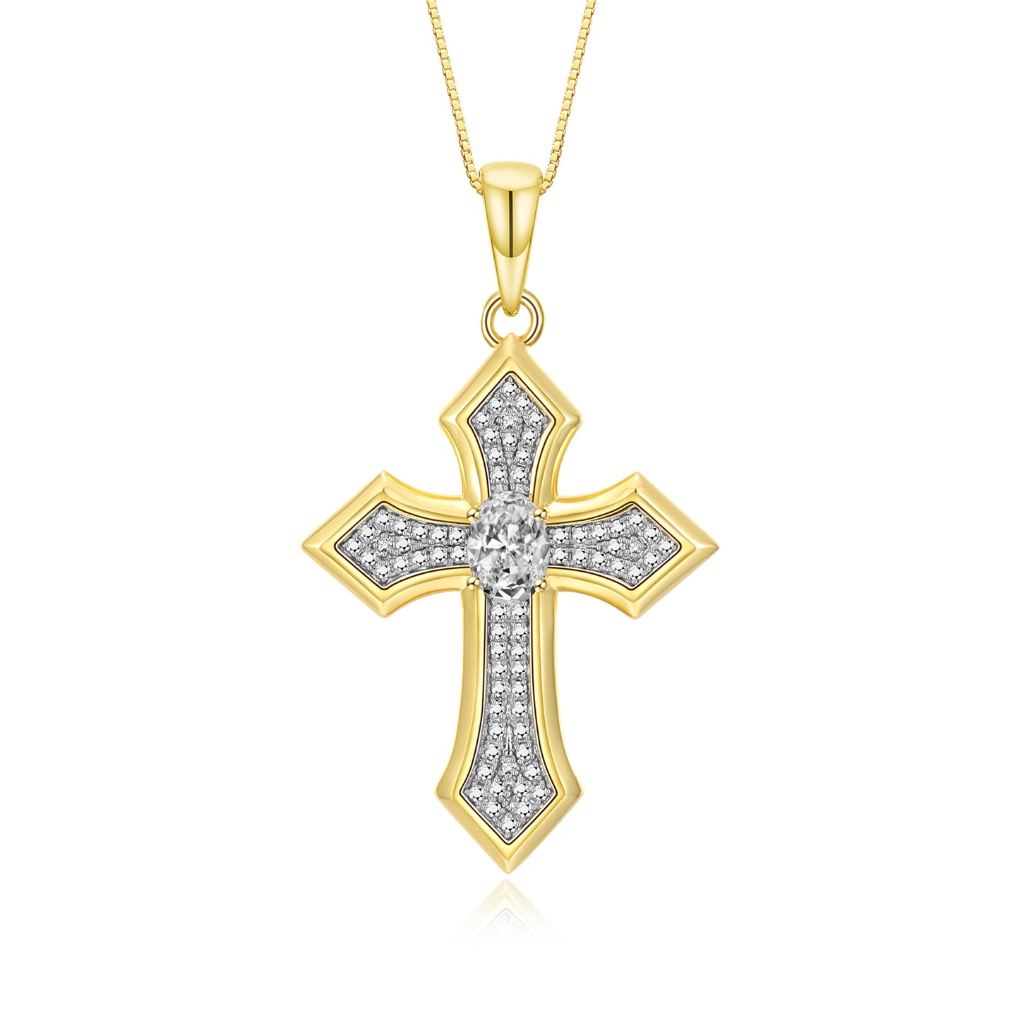 RYLOS Cross Necklace: Gemstone &  Diamond Yellow Gold Plated Silver 925 Pendant - 7X5MM Birthstone - 18 Chain - Elegant Jewelry