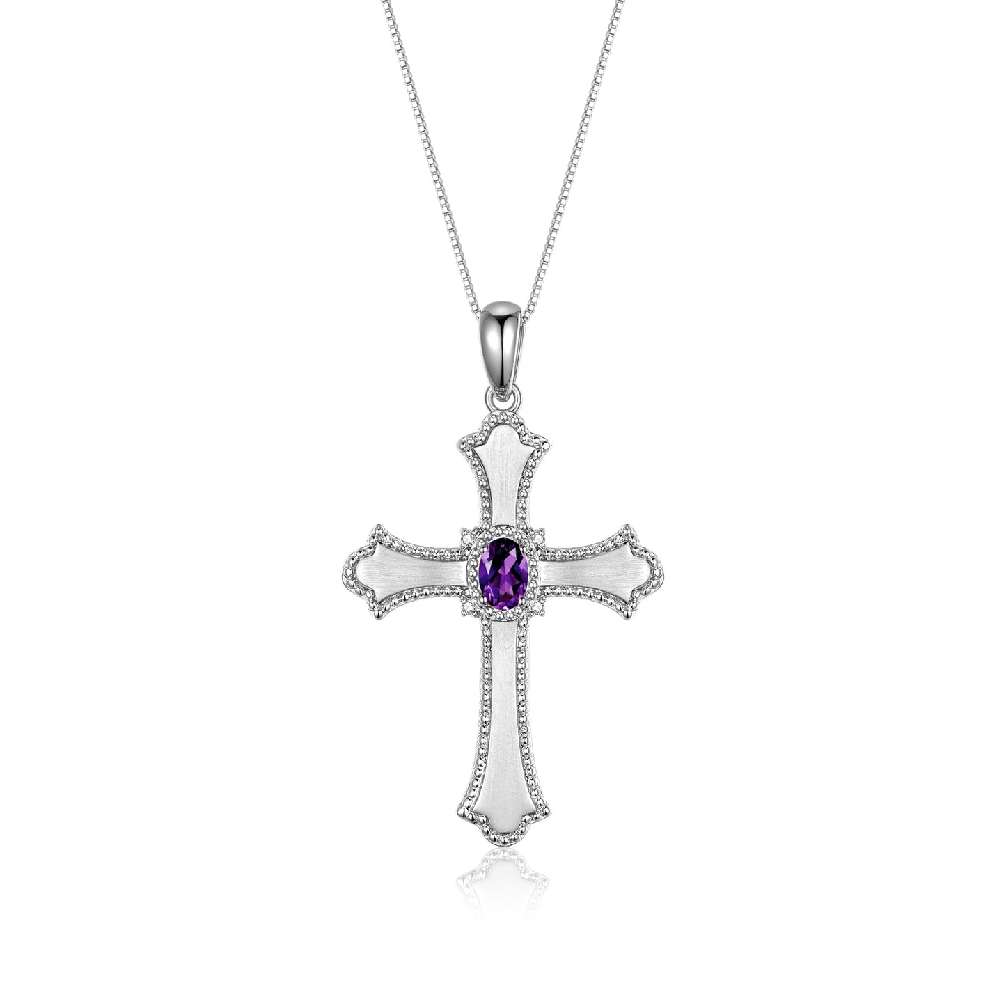RYLOS Cross Necklace with Gemstones, Diamonds & 18" Chain - 6X4MM Birthstone Pendant for Women - Elegant Diamond Jewelry, Sterling Silver