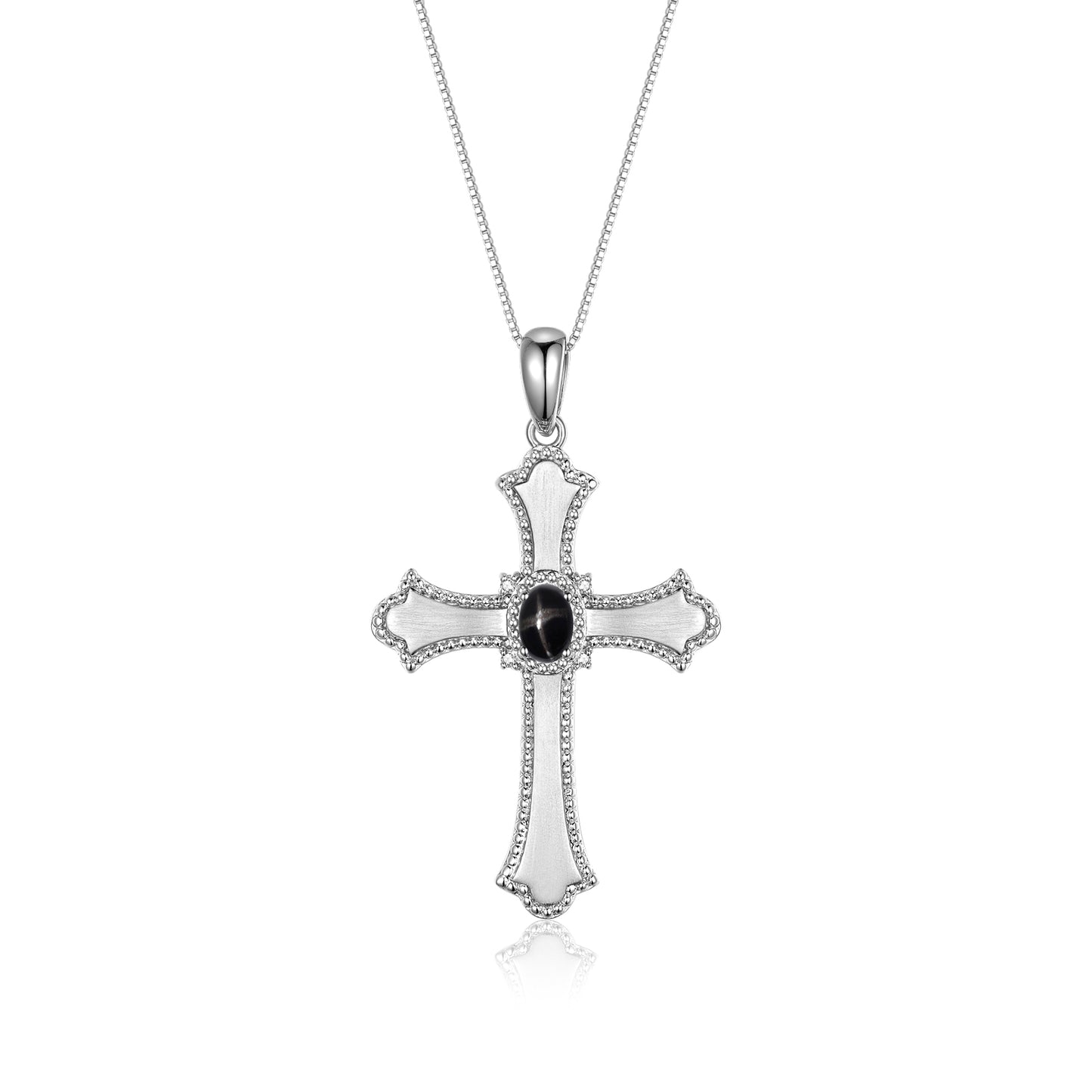 RYLOS Cross Necklace with Gemstones, Diamonds & 18" Chain - 6X4MM Birthstone Pendant for Women - Elegant Diamond Jewelry, Sterling Silver