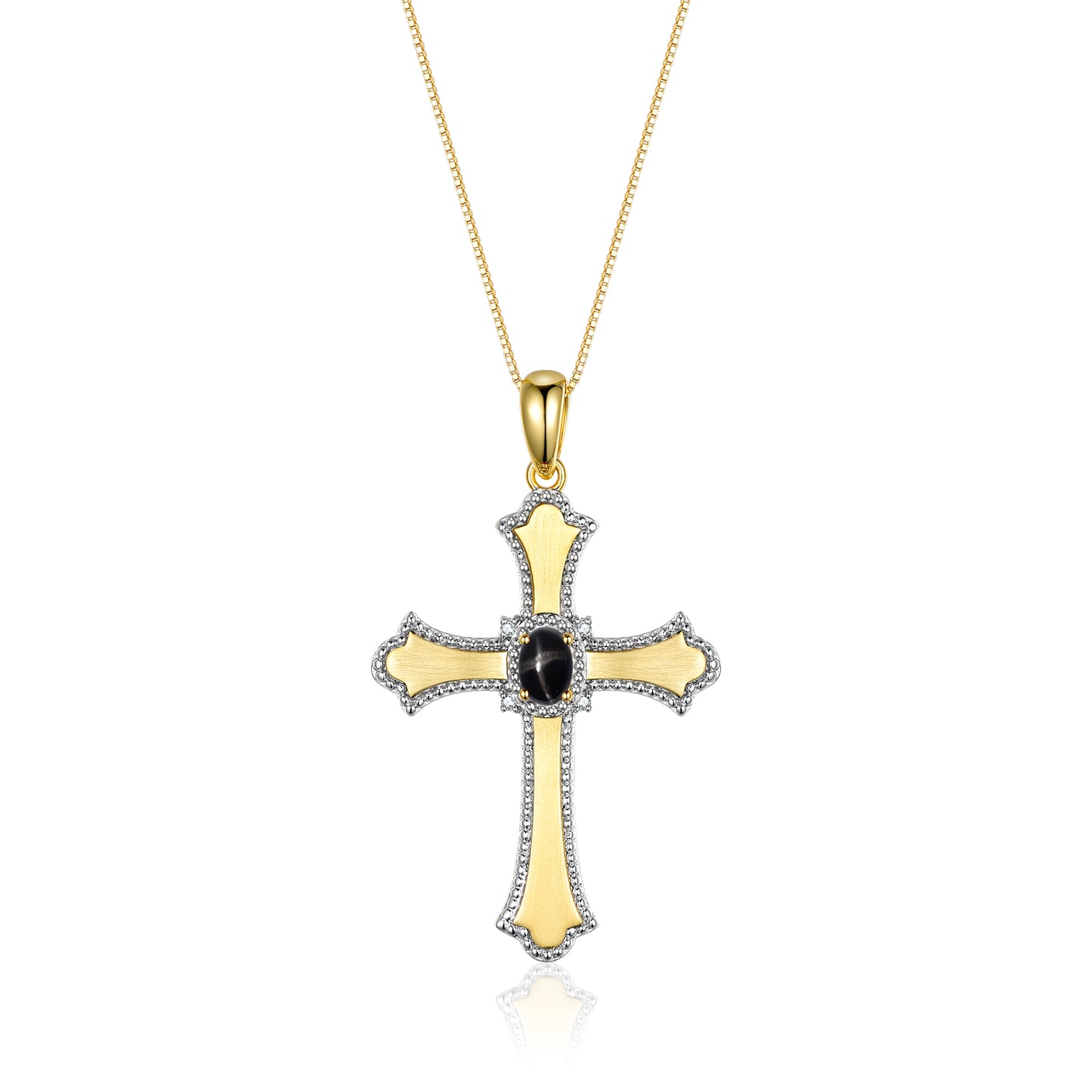 RYLOS 14K Yellow Gold Cross Necklace with Gemstones, Diamonds & 18 Chain - 6X4MM Birthstone Pendant for Women - Elegant Diamond Jewelry