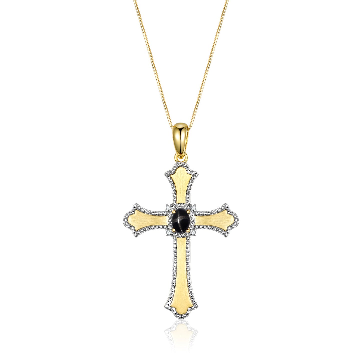 RYLOS Cross Necklace with Gemstones, Diamonds & 18" Chain - 6X4MM Birthstone Pendant for Women - Elegant Diamond Jewelry, Yellow Gold Plated Silver