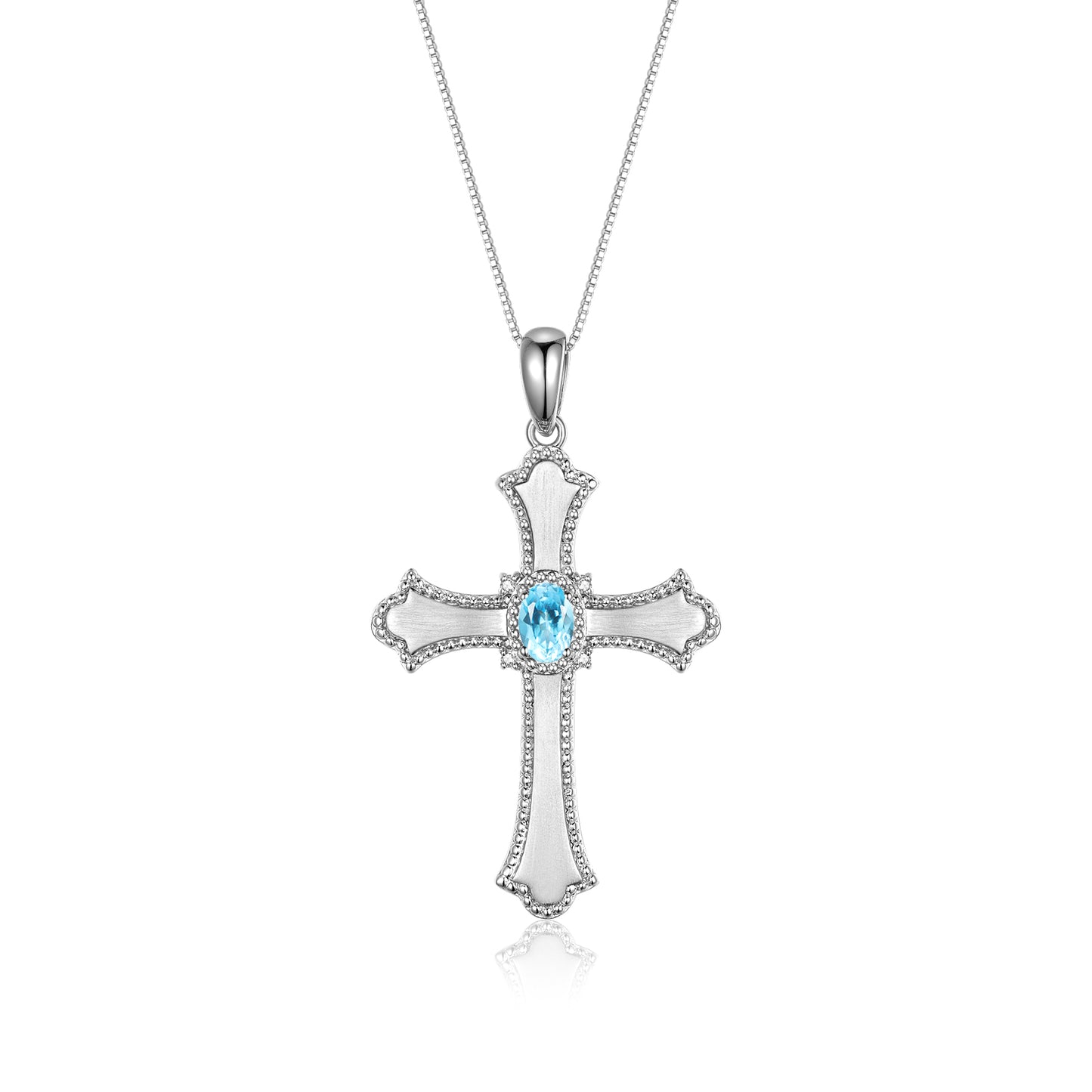RYLOS Cross Necklace with Gemstones, Diamonds & 18" Chain - 6X4MM Birthstone Pendant for Women - Elegant Diamond Jewelry, Sterling Silver