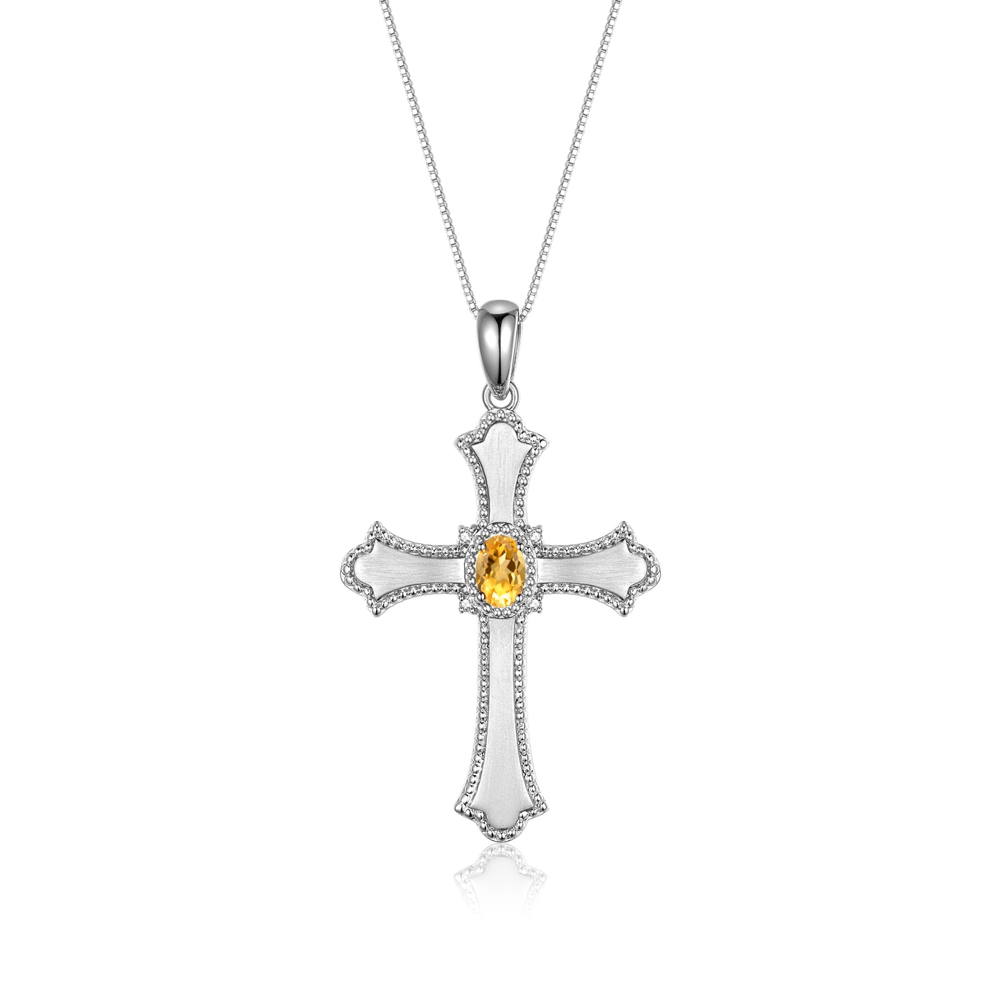 RYLOS Cross Necklace with Gemstones, Diamonds & 18" Chain - 6X4MM Birthstone Pendant for Women - Elegant Diamond Jewelry, Sterling Silver