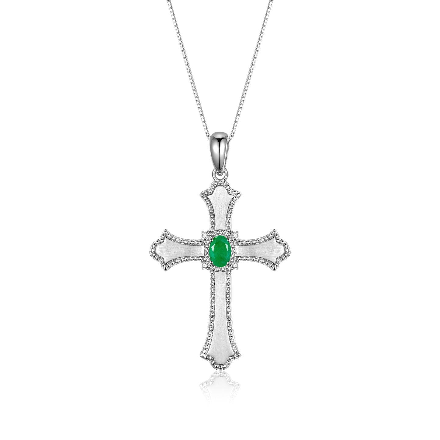 RYLOS Cross Necklace with Gemstones, Diamonds & 18" Chain - 6X4MM Birthstone Pendant for Women - Elegant Diamond Jewelry, Sterling Silver