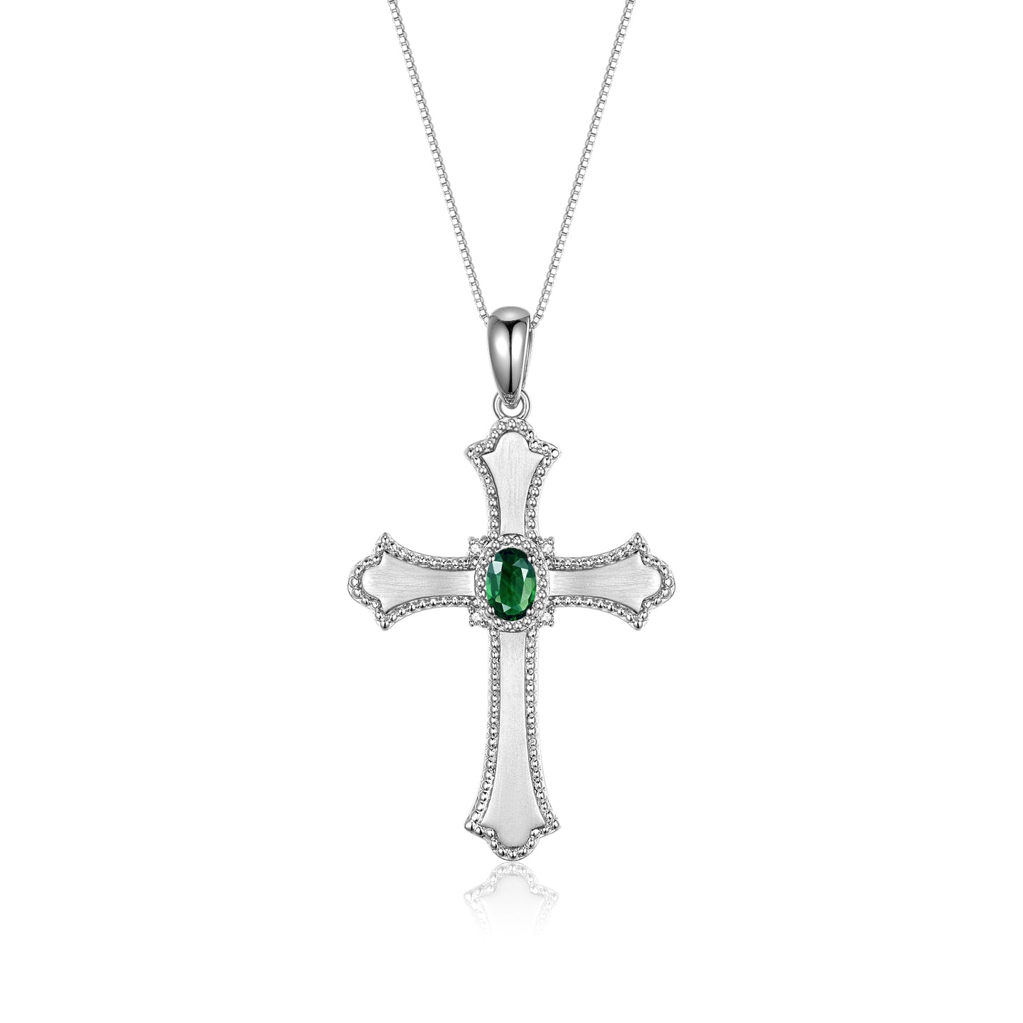 RYLOS Cross Necklace with Gemstones, Diamonds & 18" Chain - 6X4MM Birthstone Pendant for Women - Elegant Diamond Jewelry, Sterling Silver