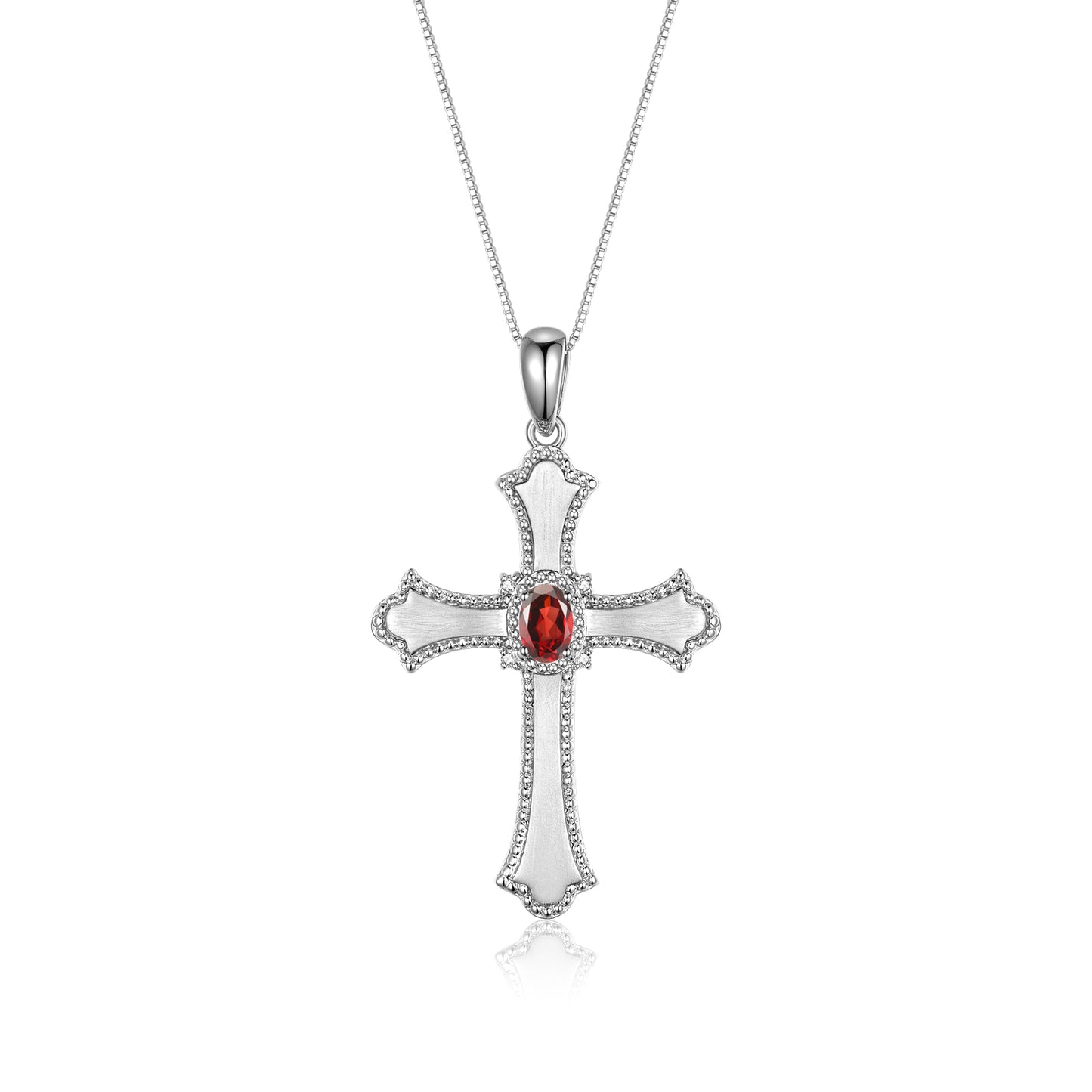 RYLOS Cross Necklace with Gemstones, Diamonds & 18" Chain - 6X4MM Birthstone Pendant for Women - Elegant Diamond Jewelry, Sterling Silver