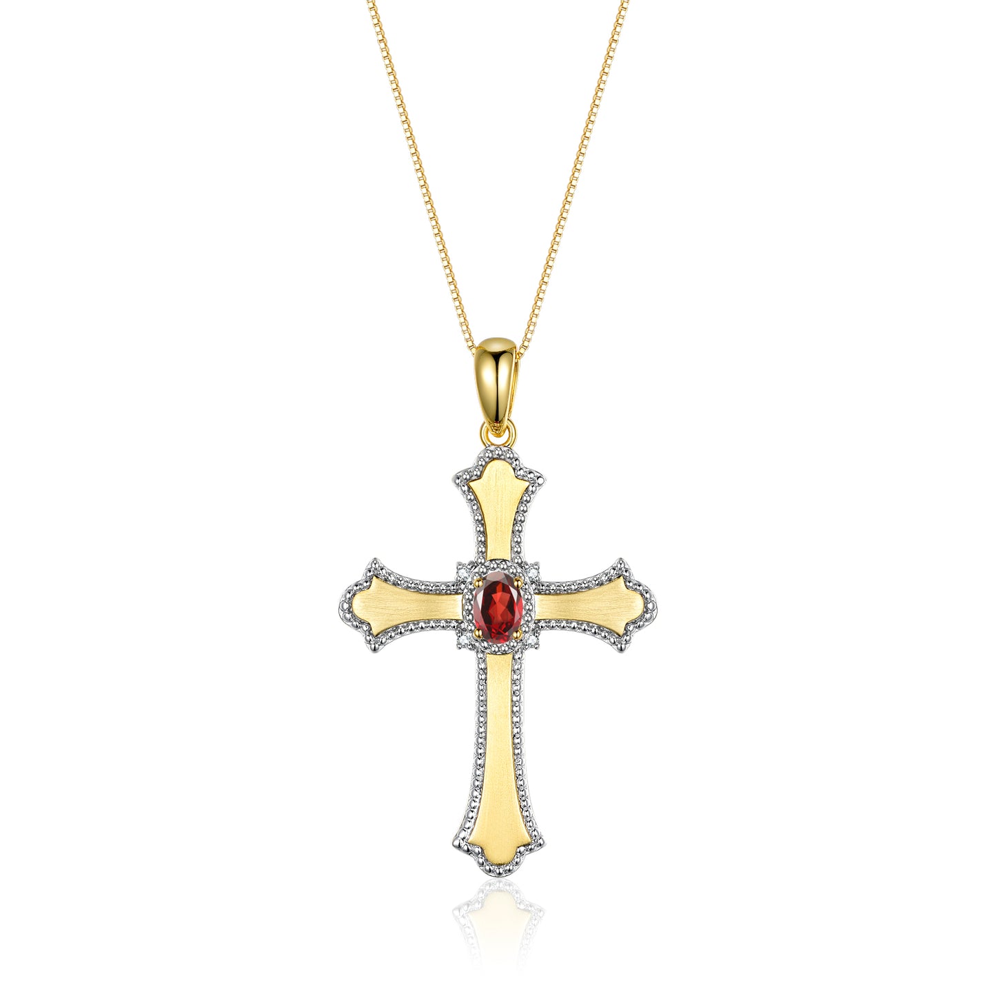 RYLOS 14K Yellow Gold Cross Necklace with Gemstones, Diamonds & 18 Chain - 6X4MM Birthstone Pendant for Women - Elegant Diamond Jewelry