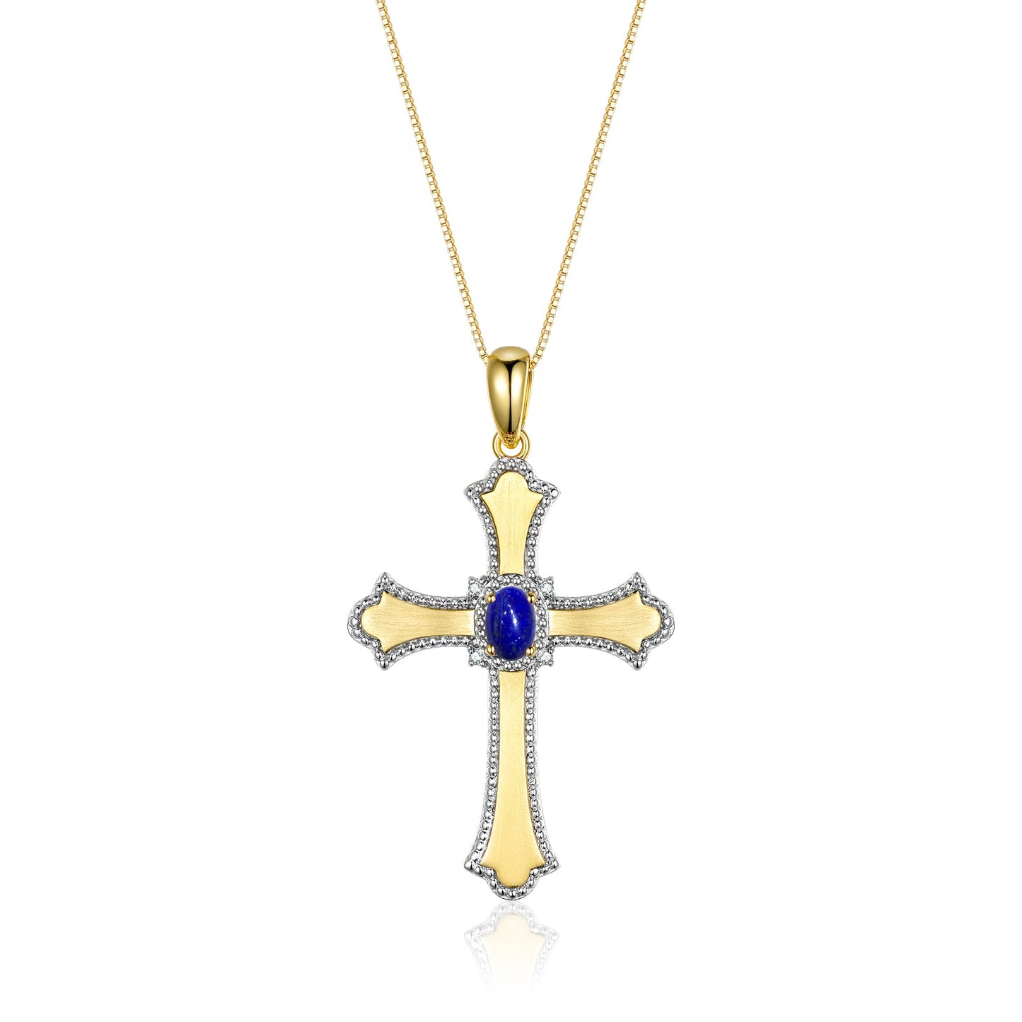 RYLOS Cross Necklace with Gemstones, Diamonds & 18" Chain - 6X4MM Birthstone Pendant for Women - Elegant Diamond Jewelry, Yellow Gold Plated Silver