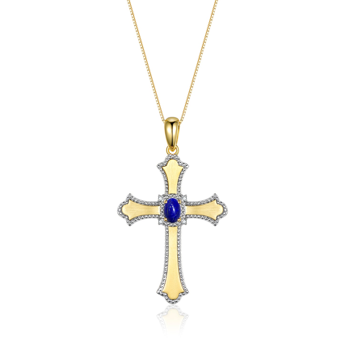 RYLOS 14K Yellow Gold Cross Necklace with Gemstones, Diamonds & 18 Chain - 6X4MM Birthstone Pendant for Women - Elegant Diamond Jewelry