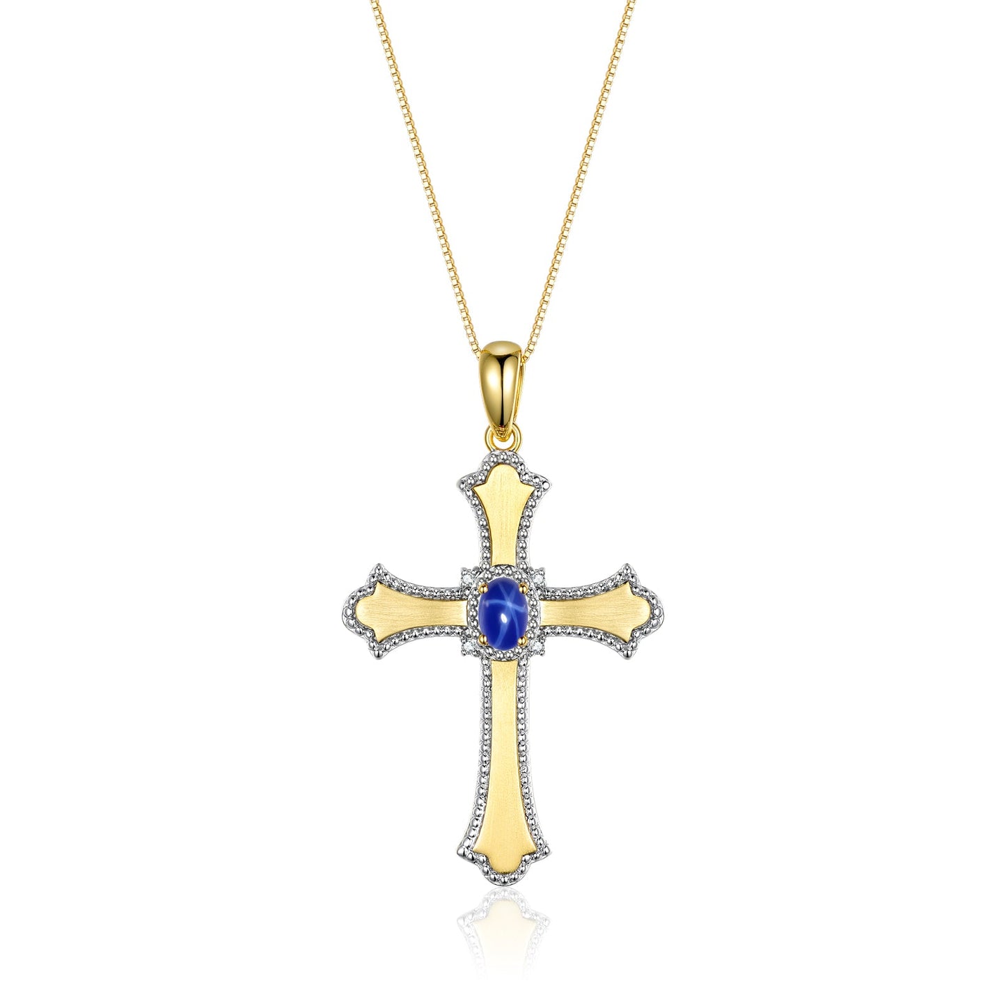 RYLOS Cross Necklace with Gemstones, Diamonds & 18" Chain - 6X4MM Birthstone Pendant for Women - Elegant Diamond Jewelry, Yellow Gold Plated Silver