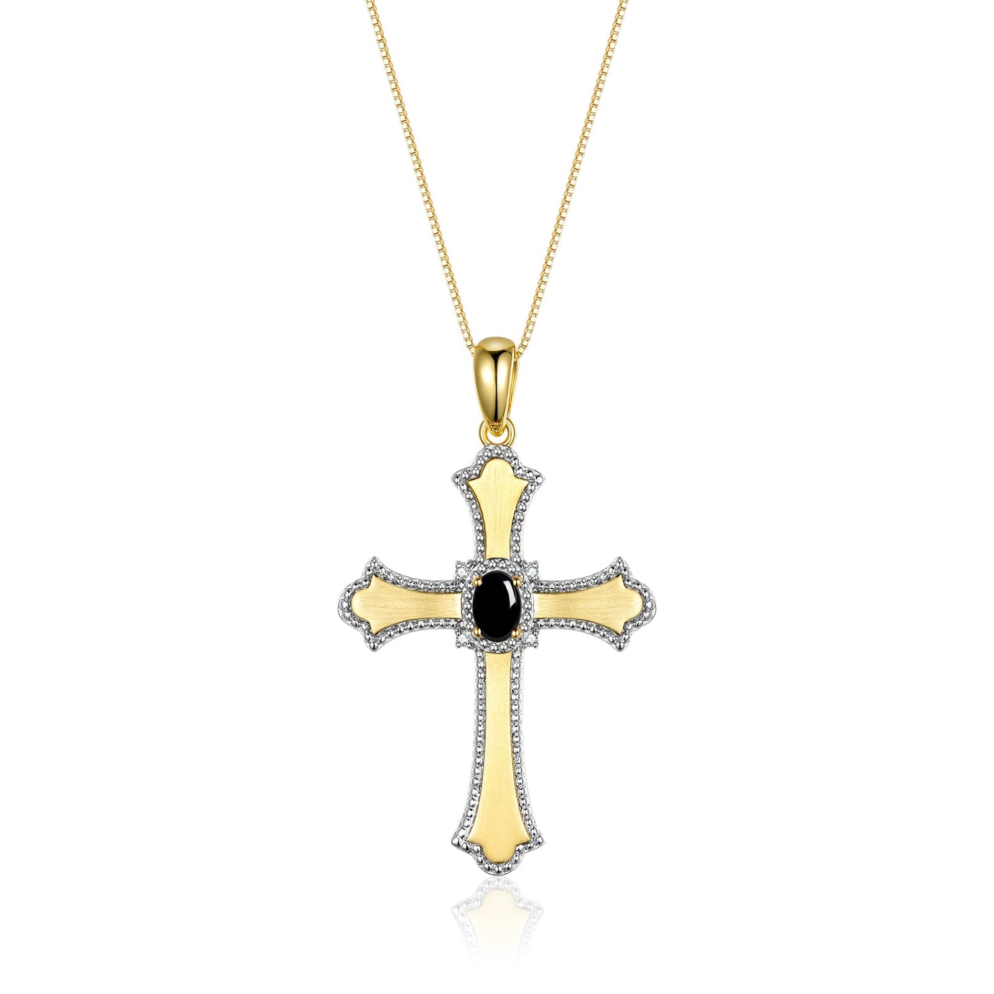 RYLOS Cross Necklace with Gemstones, Diamonds & 18" Chain - 6X4MM Birthstone Pendant for Women - Elegant Diamond Jewelry, Yellow Gold Plated Silver