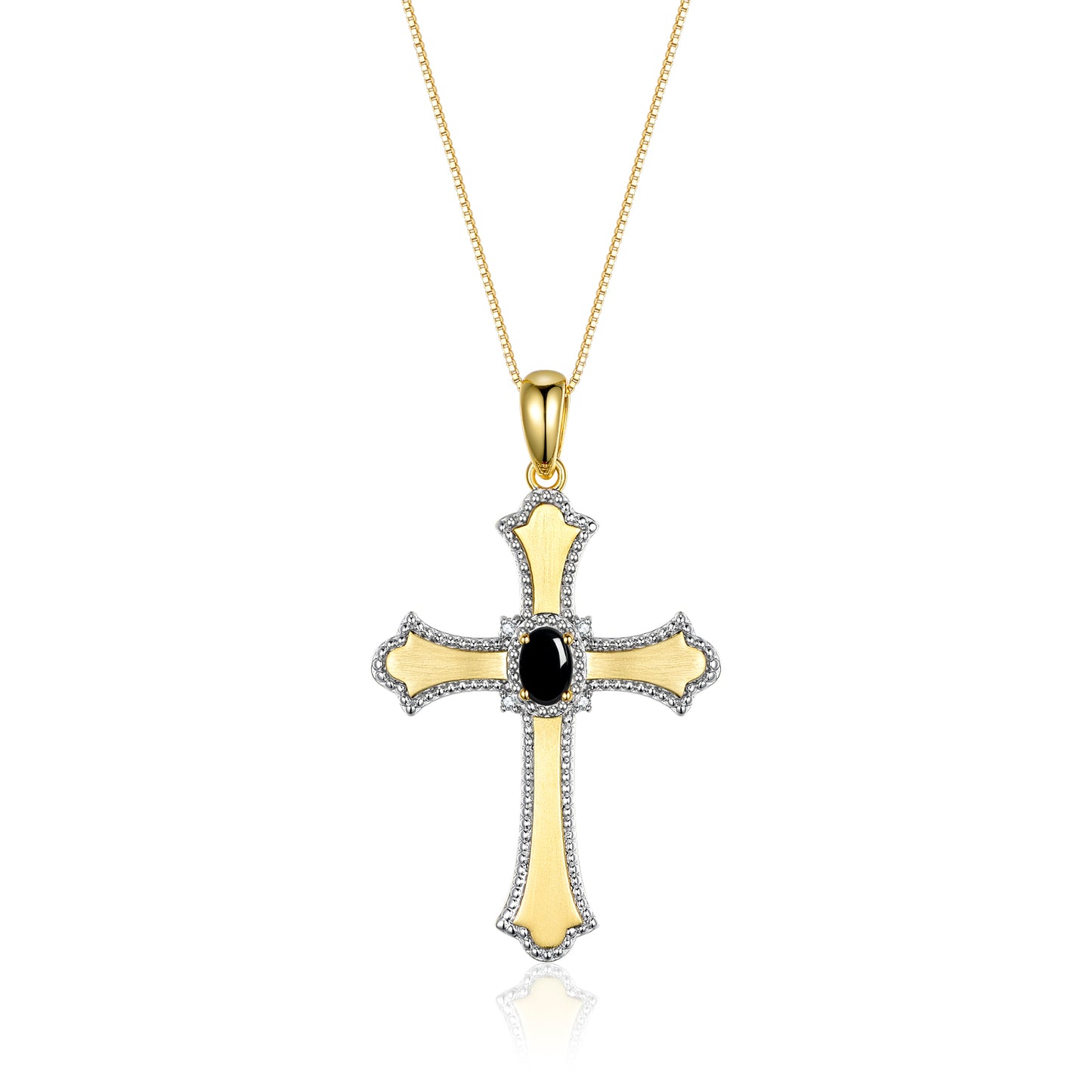 RYLOS 14K Yellow Gold Cross Necklace with Gemstones, Diamonds & 18 Chain - 6X4MM Birthstone Pendant for Women - Elegant Diamond Jewelry