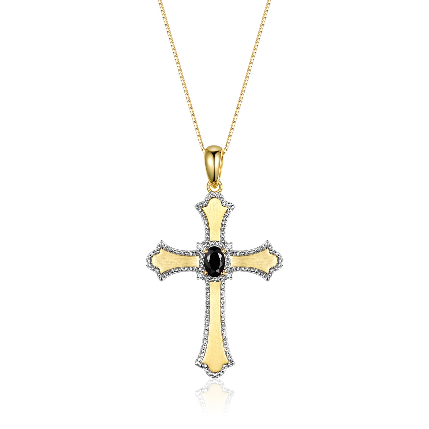 RYLOS 14K Yellow Gold Cross Necklace with Gemstones, Diamonds & 18 Chain - 6X4MM Birthstone Pendant for Women - Elegant Diamond Jewelry