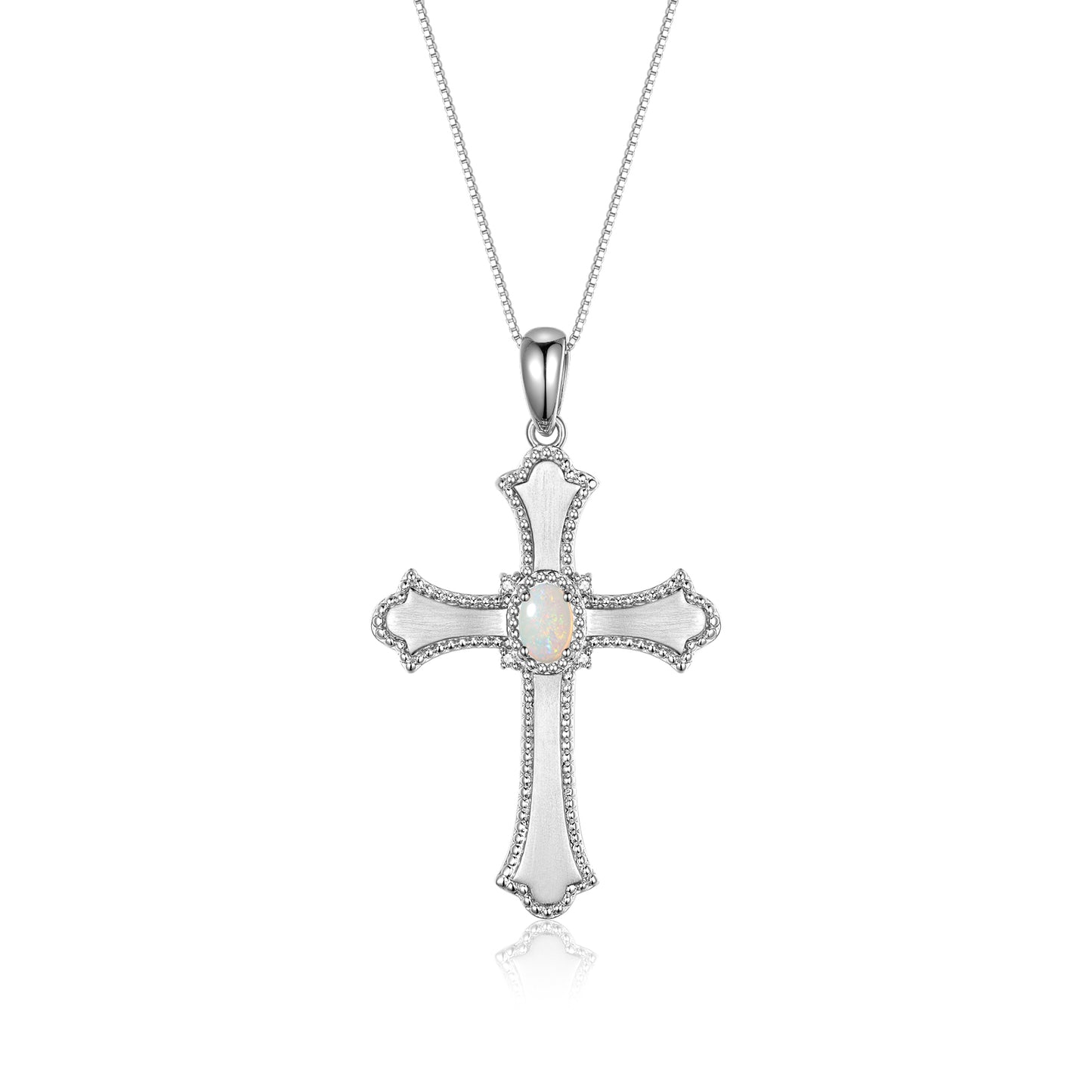 RYLOS Cross Necklace with Gemstones, Diamonds & 18" Chain - 6X4MM Birthstone Pendant for Women - Elegant Diamond Jewelry, Sterling Silver