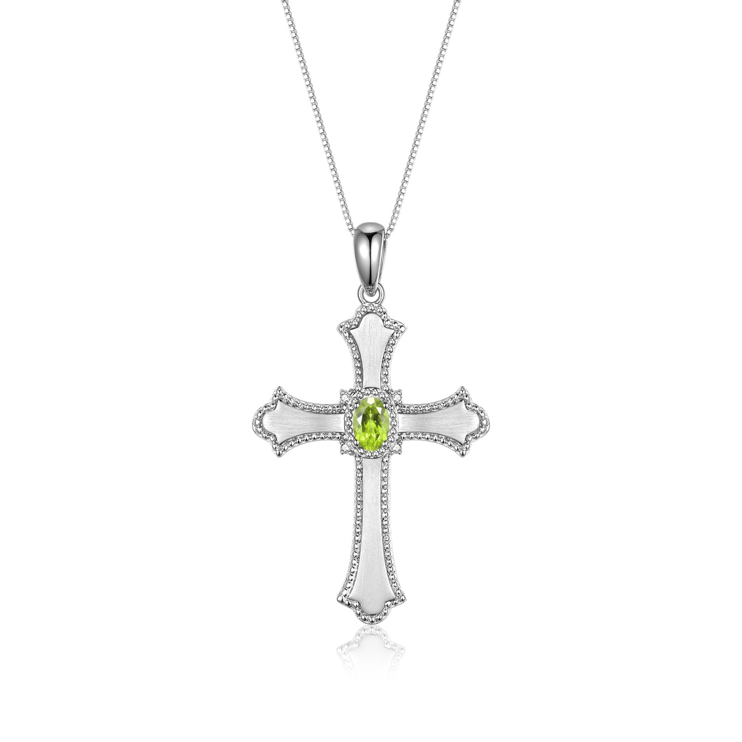 RYLOS Cross Necklace with Gemstones, Diamonds & 18" Chain - 6X4MM Birthstone Pendant for Women - Elegant Diamond Jewelry, Sterling Silver