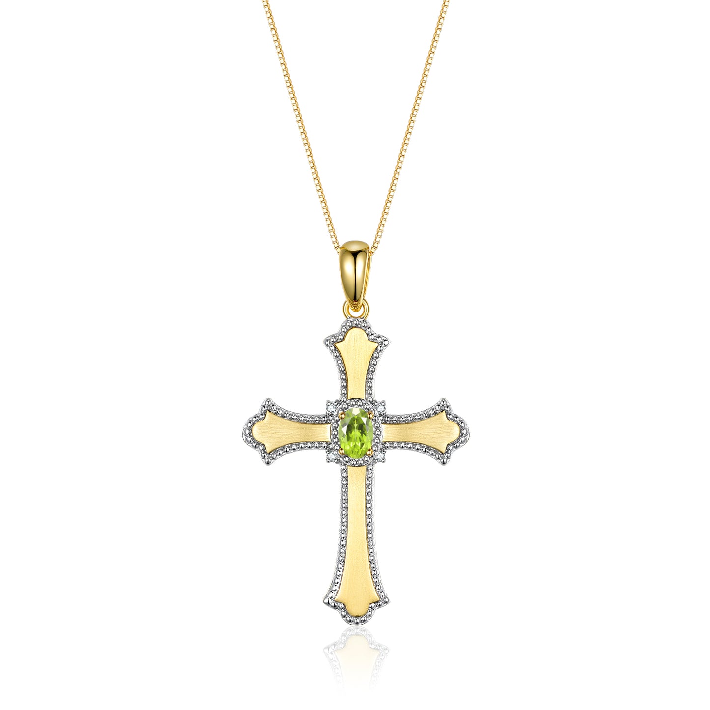 RYLOS 14K Yellow Gold Cross Necklace with Gemstones, Diamonds & 18 Chain - 6X4MM Birthstone Pendant for Women - Elegant Diamond Jewelry