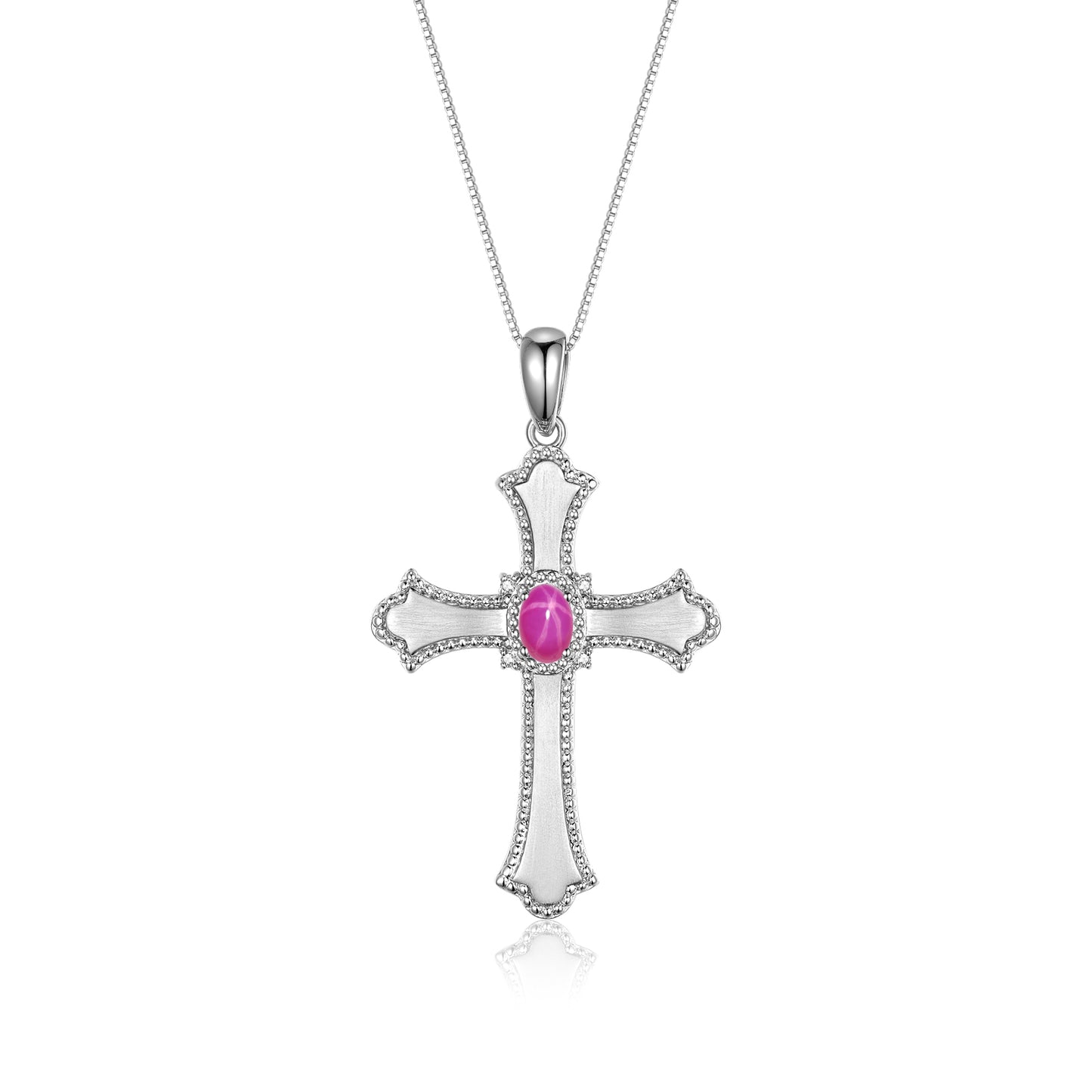 RYLOS Cross Necklace with Gemstones, Diamonds & 18" Chain - 6X4MM Birthstone Pendant for Women - Elegant Diamond Jewelry, Sterling Silver