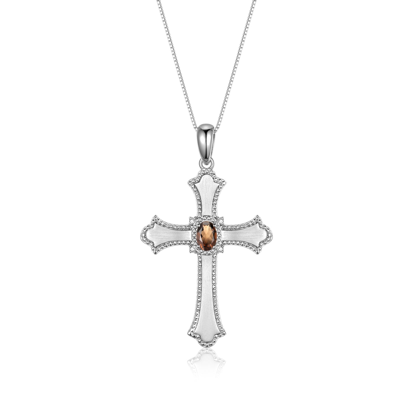 RYLOS Cross Necklace with Gemstones, Diamonds & 18" Chain - 6X4MM Birthstone Pendant for Women - Elegant Diamond Jewelry, Sterling Silver