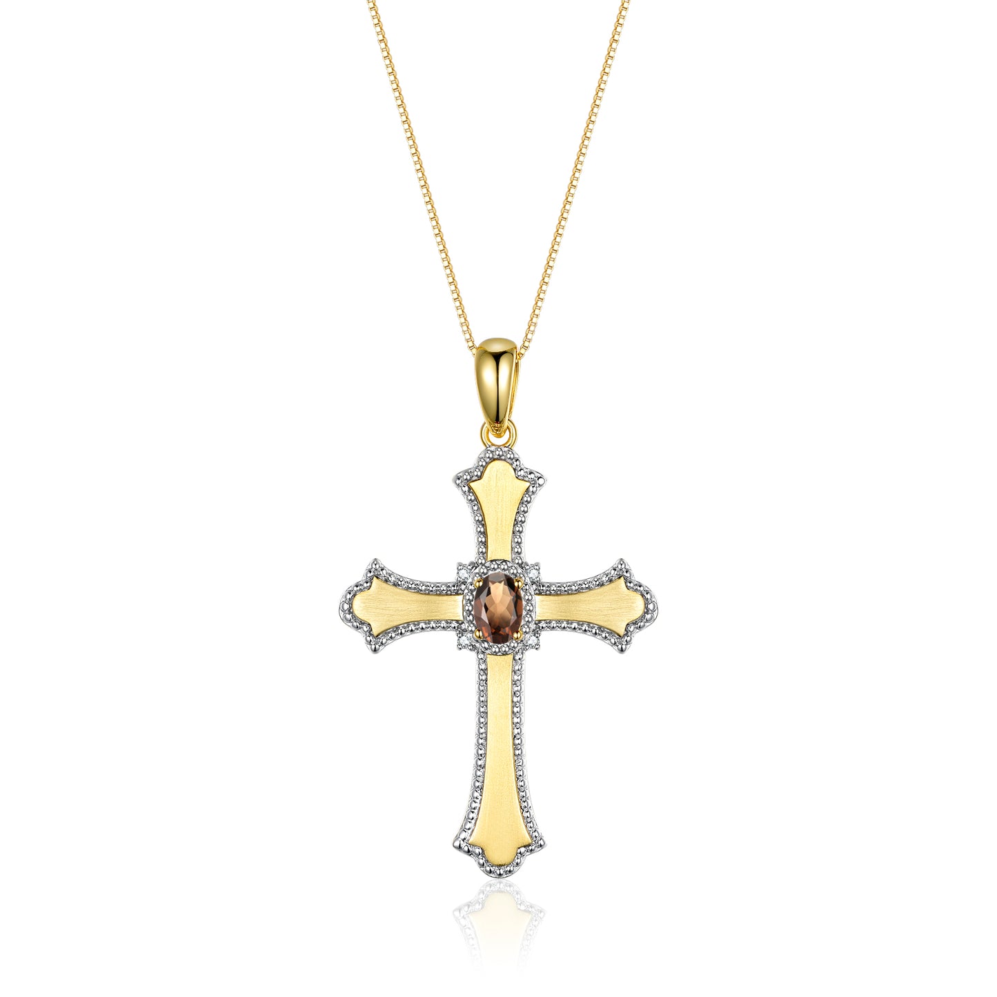 RYLOS 14K Yellow Gold Cross Necklace with Gemstones, Diamonds & 18 Chain - 6X4MM Birthstone Pendant for Women - Elegant Diamond Jewelry