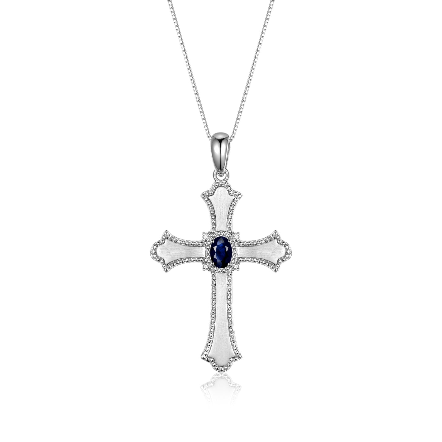 RYLOS 14K White Gold Cross Necklace with Gemstones, Diamonds & 18 Chain - 6X4MM Birthstone Pendant for Women - Elegant Diamond Jewelry