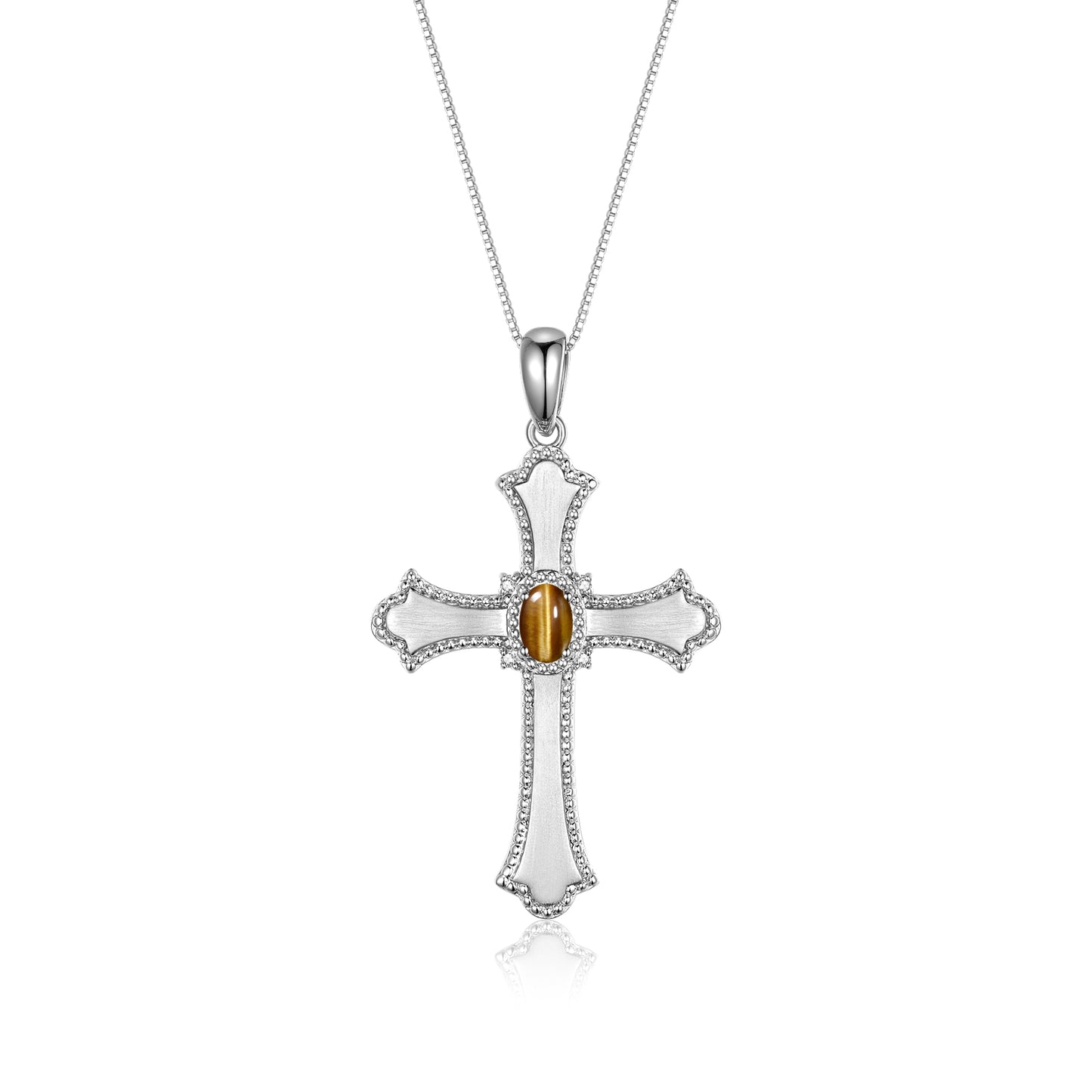 RYLOS Cross Necklace with Gemstones, Diamonds & 18" Chain - 6X4MM Birthstone Pendant for Women - Elegant Diamond Jewelry, Sterling Silver