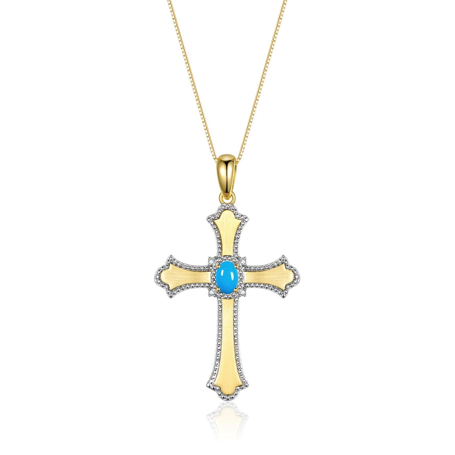 RYLOS Cross Necklace with Gemstones, Diamonds & 18" Chain - 6X4MM Birthstone Pendant for Women - Elegant Diamond Jewelry, Yellow Gold Plated Silver