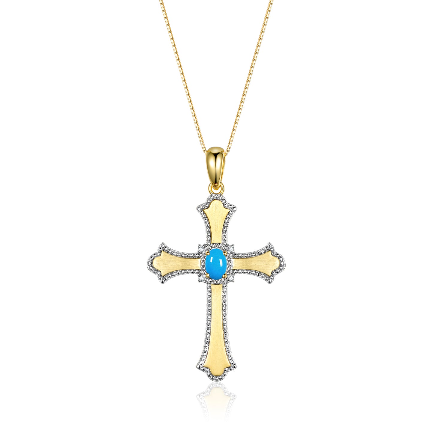 RYLOS Cross Necklace with Gemstones, Diamonds & 18" Chain - 6X4MM Birthstone Pendant for Women - Elegant Diamond Jewelry, Yellow Gold Plated Silver