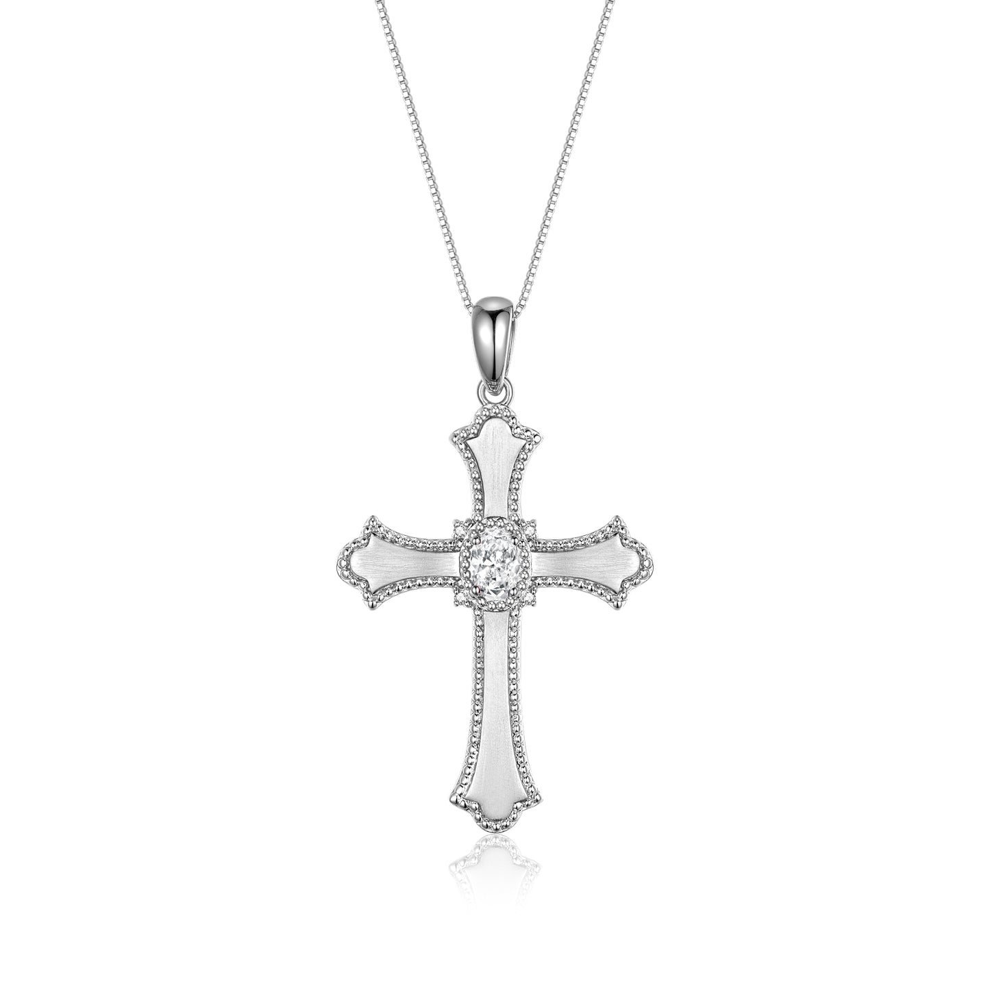 RYLOS Cross Necklace with Gemstones, Diamonds & 18" Chain - 6X4MM Birthstone Pendant for Women - Elegant Diamond Jewelry, Sterling Silver