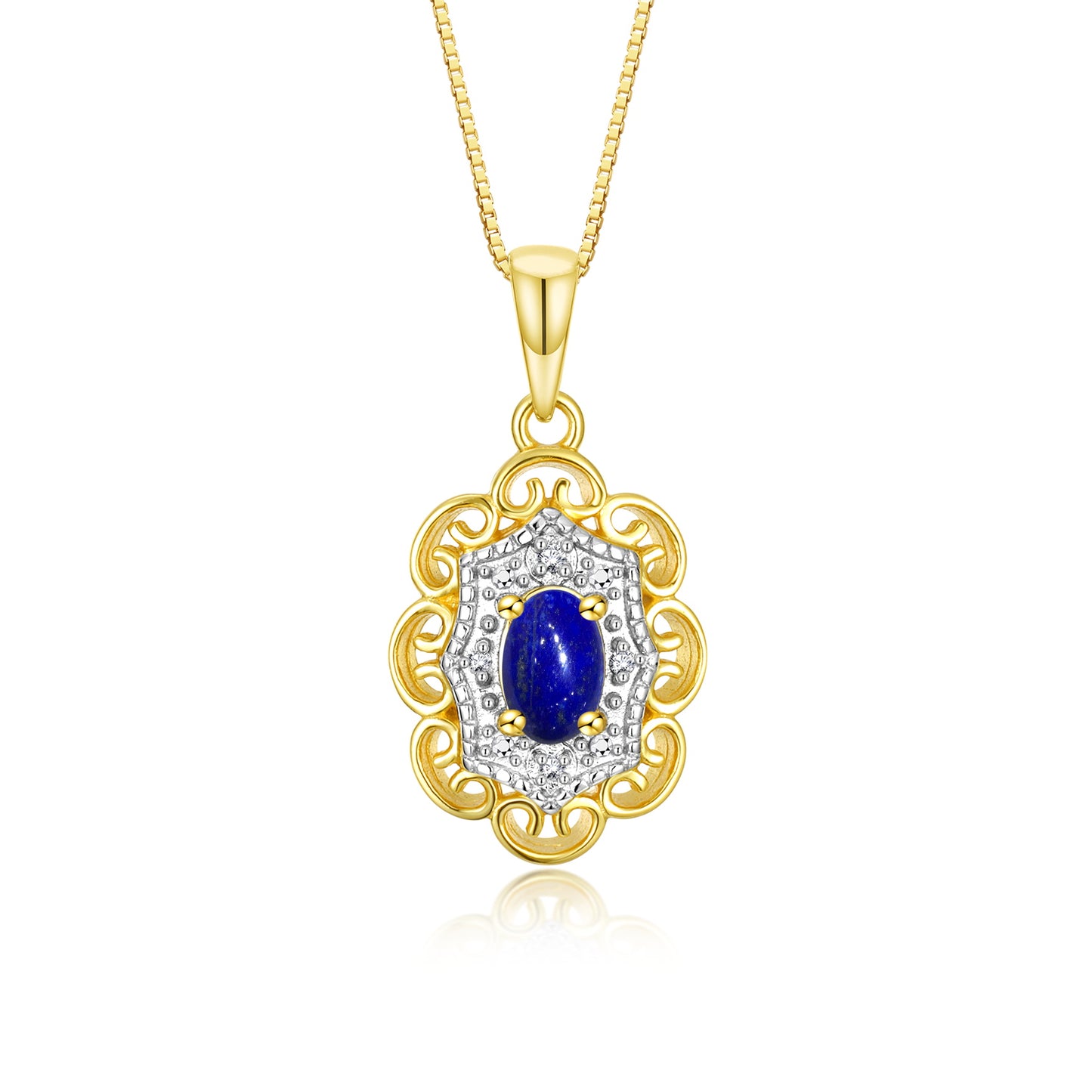 RYLOS 14K Yellow Gold Flower Necklace with Gemstones, Diamonds & 18 inch Chain - 6X4MM Birthstone Pendant for Women - Elegant Diamond Jewelry
