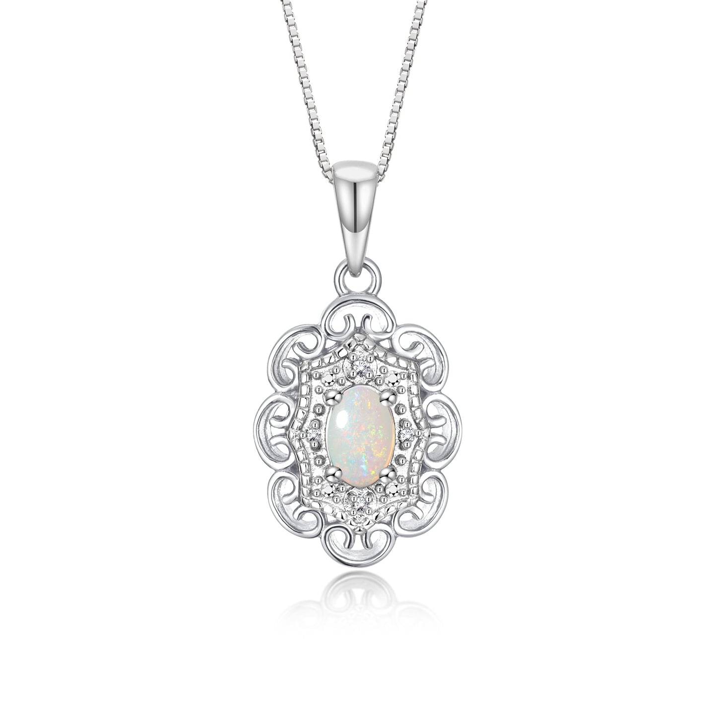 RYLOS Flower Necklace with Gemstones, Diamonds & 18" Chain - 6X4MM Birthstone Pendant for Women - Elegant Diamond Jewelry - Sterling Silver