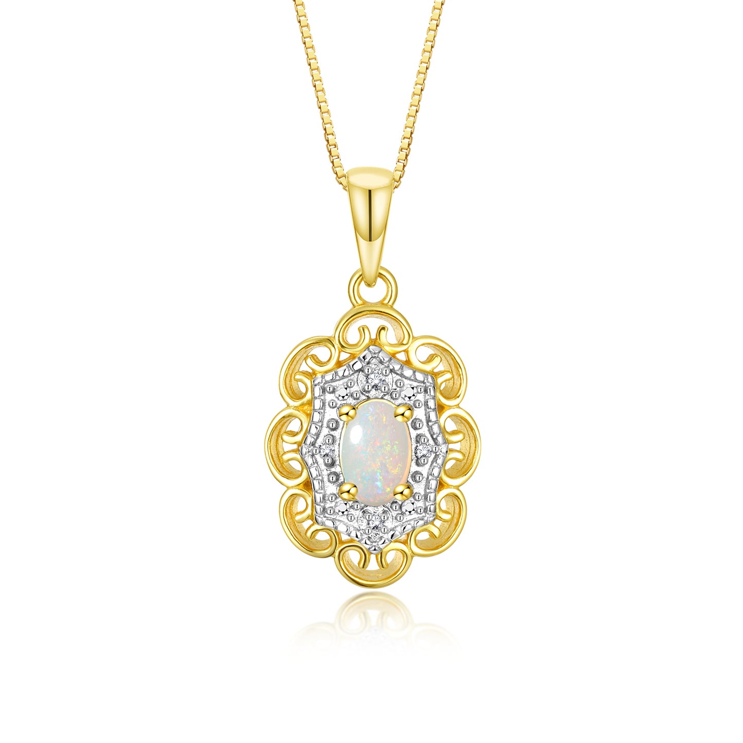 RYLOS 14K Yellow Gold Flower Necklace with Gemstones, Diamonds & 18 inch Chain - 6X4MM Birthstone Pendant for Women - Elegant Diamond Jewelry