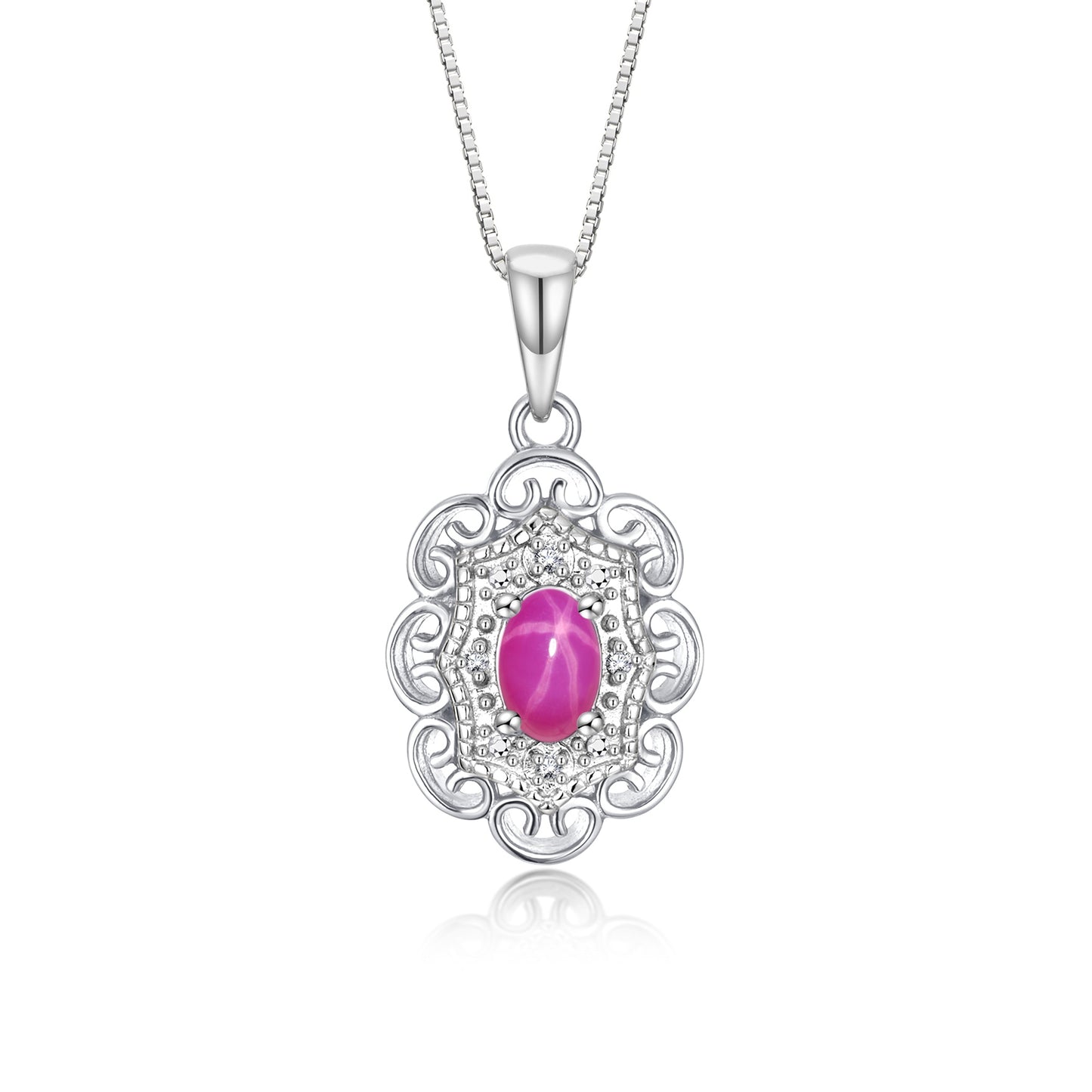 RYLOS Flower Necklace with Gemstones, Diamonds & 18" Chain - 6X4MM Birthstone Pendant for Women - Elegant Diamond Jewelry - Sterling Silver