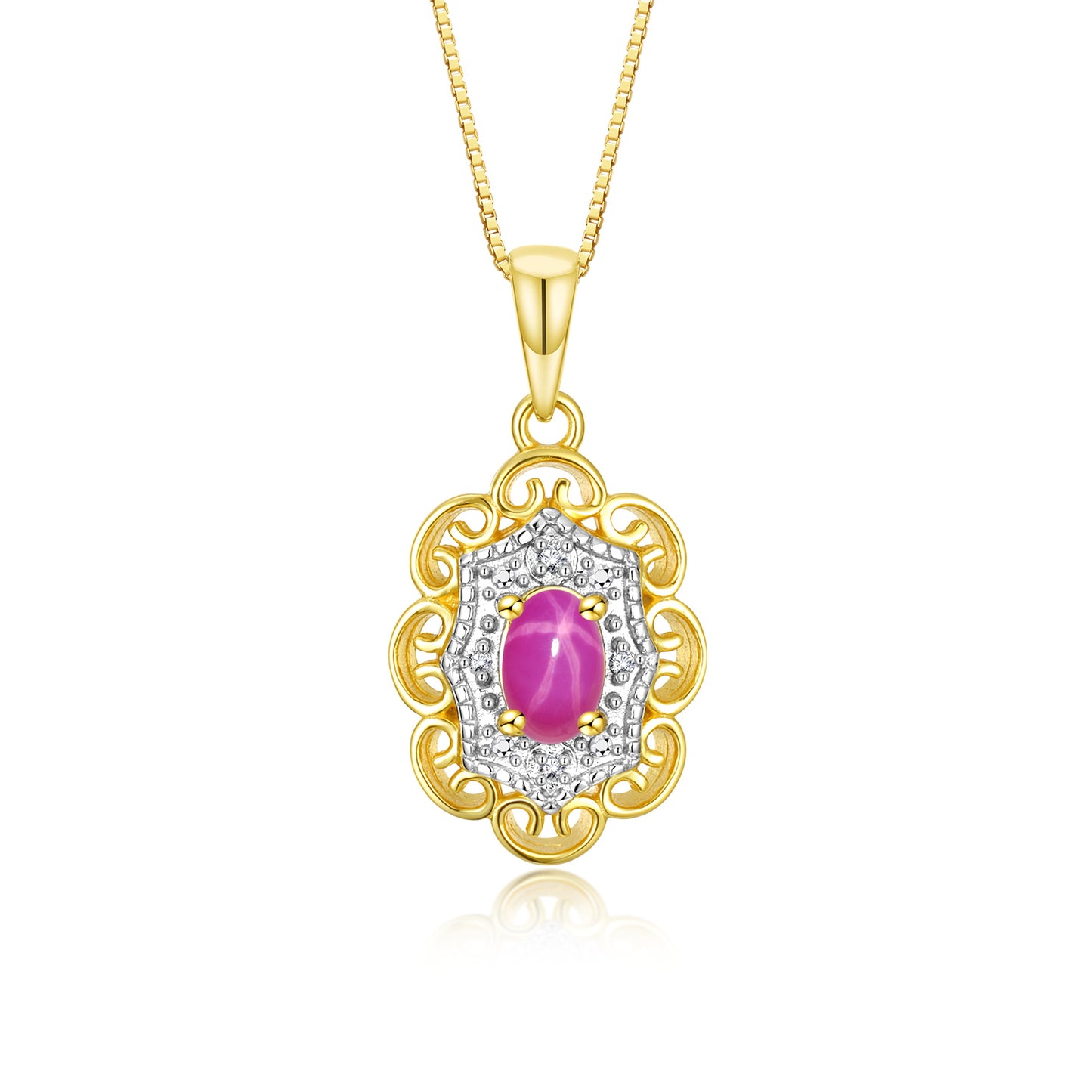 RYLOS Flower Necklace with Gemstones, Diamonds & 18" Chain - 6X4MM Birthstone Pendant for Women - Elegant Diamond Jewelry - Yellow Gold Plated Silver
