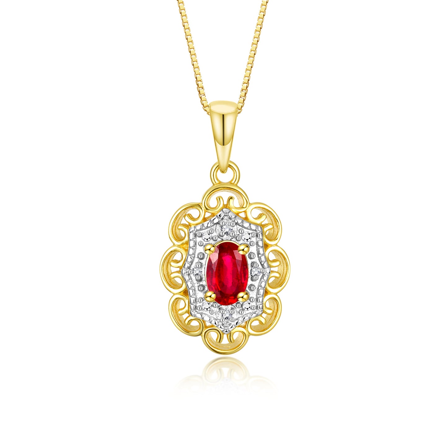 RYLOS Flower Necklace with Gemstones, Diamonds & 18" Chain - 6X4MM Birthstone Pendant for Women - Elegant Diamond Jewelry - Yellow Gold Plated Silver