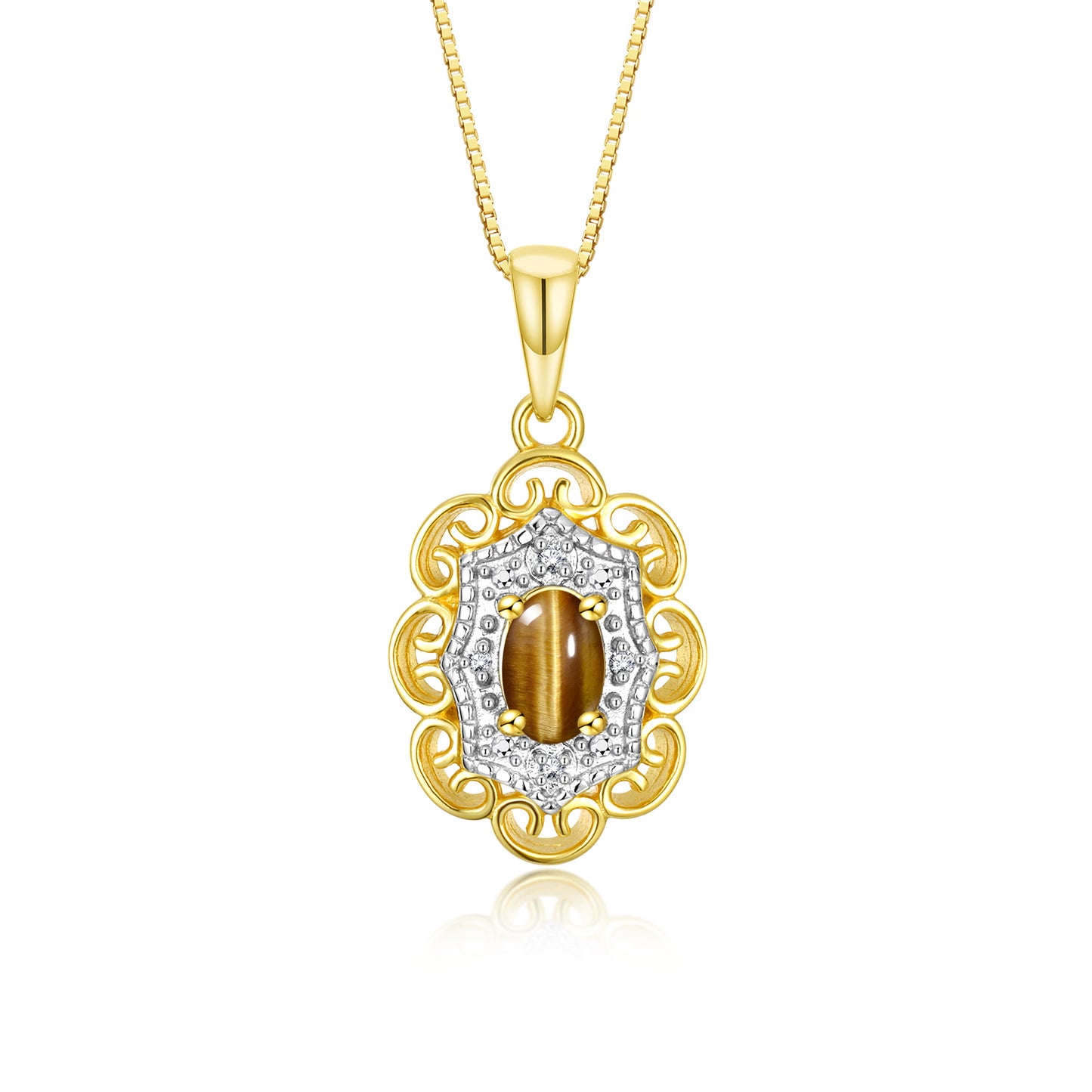 RYLOS 14K Yellow Gold Flower Necklace with Gemstones, Diamonds & 18 inch Chain - 6X4MM Birthstone Pendant for Women - Elegant Diamond Jewelry