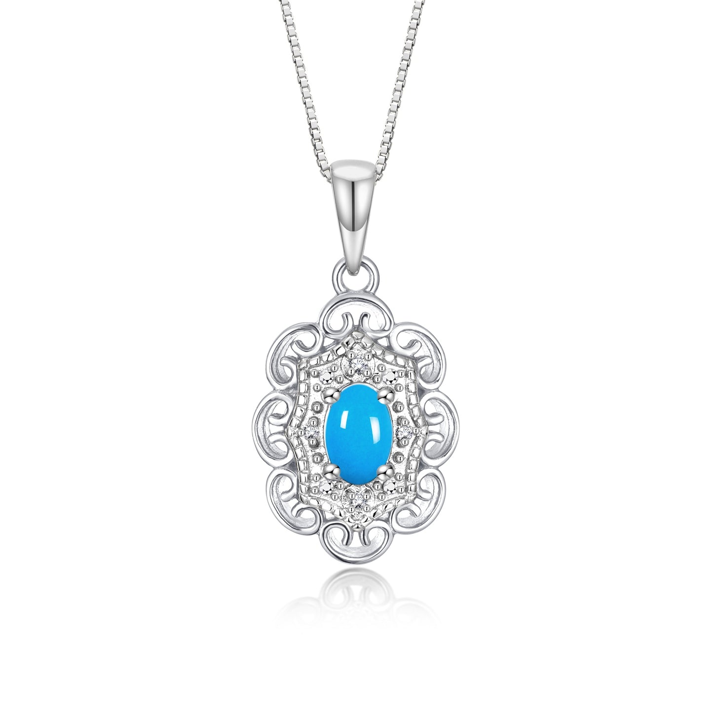 RYLOS Flower Necklace with Gemstones, Diamonds & 18" Chain - 6X4MM Birthstone Pendant for Women - Elegant Diamond Jewelry - Sterling Silver