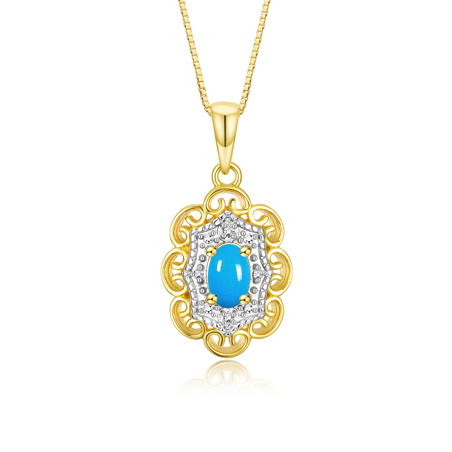 RYLOS Flower Necklace with Gemstones, Diamonds & 18" Chain - 6X4MM Birthstone Pendant for Women - Elegant Diamond Jewelry - Yellow Gold Plated Silver