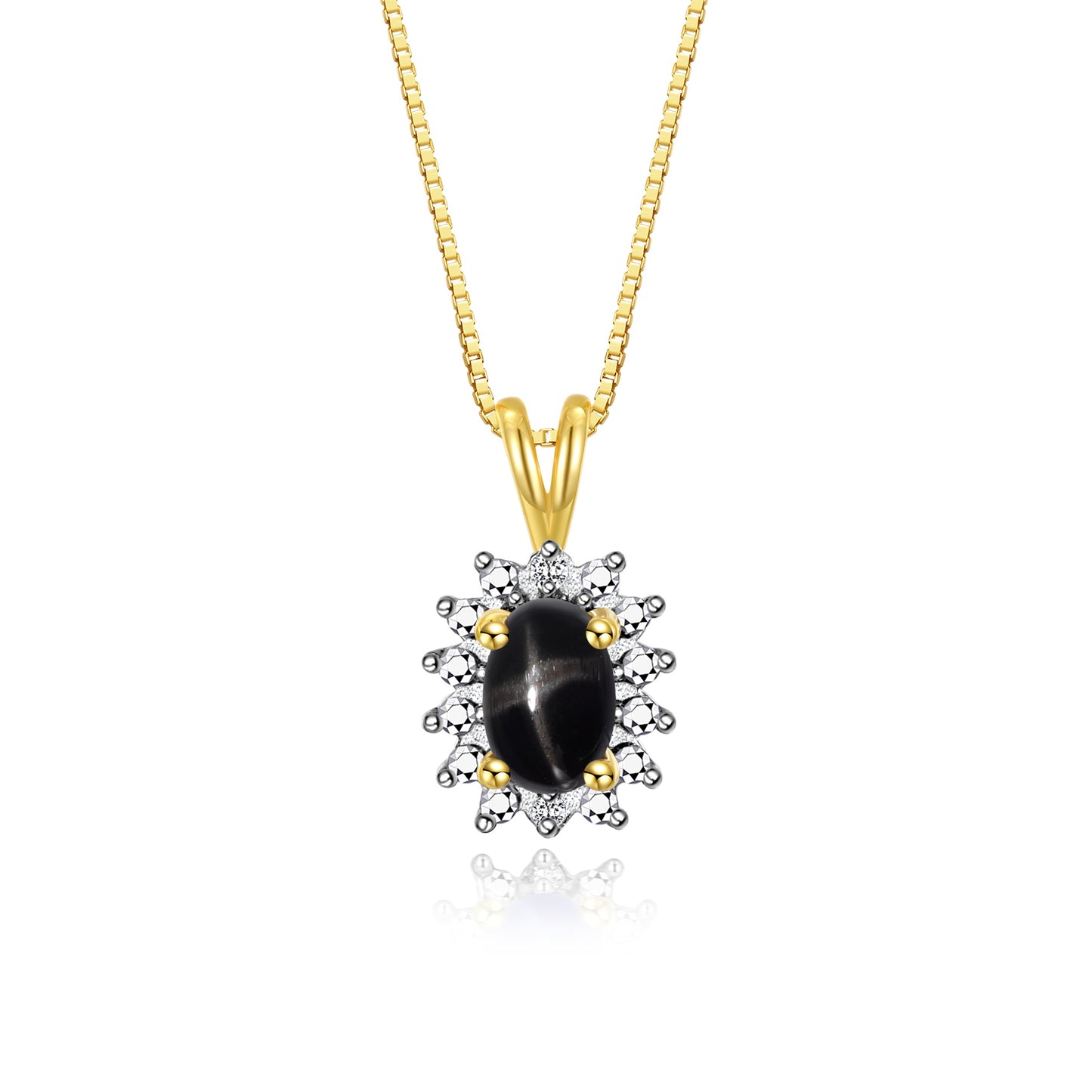 RYLOS 14K Yellow Gold Halo Pendant Necklace: Gemstone & Diamond Accent, 18 Chain - 6X4MM Birthstone Women's Jewelry - Timeless Elegance