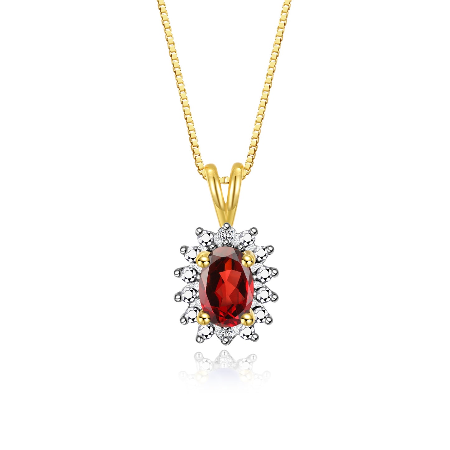 RYLOS 14K Yellow Gold Halo Pendant Necklace: Gemstone & Diamond Accent, 18 Chain - 6X4MM Birthstone Women's Jewelry - Timeless Elegance