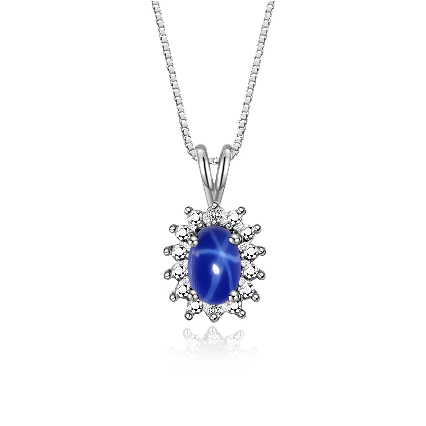 RYLOS 14K White Gold Halo Pendant Necklace: Gemstone & Diamond Accent, 18 Chain - 6X4MM Birthstone Women's Jewelry - Timeless Elegance