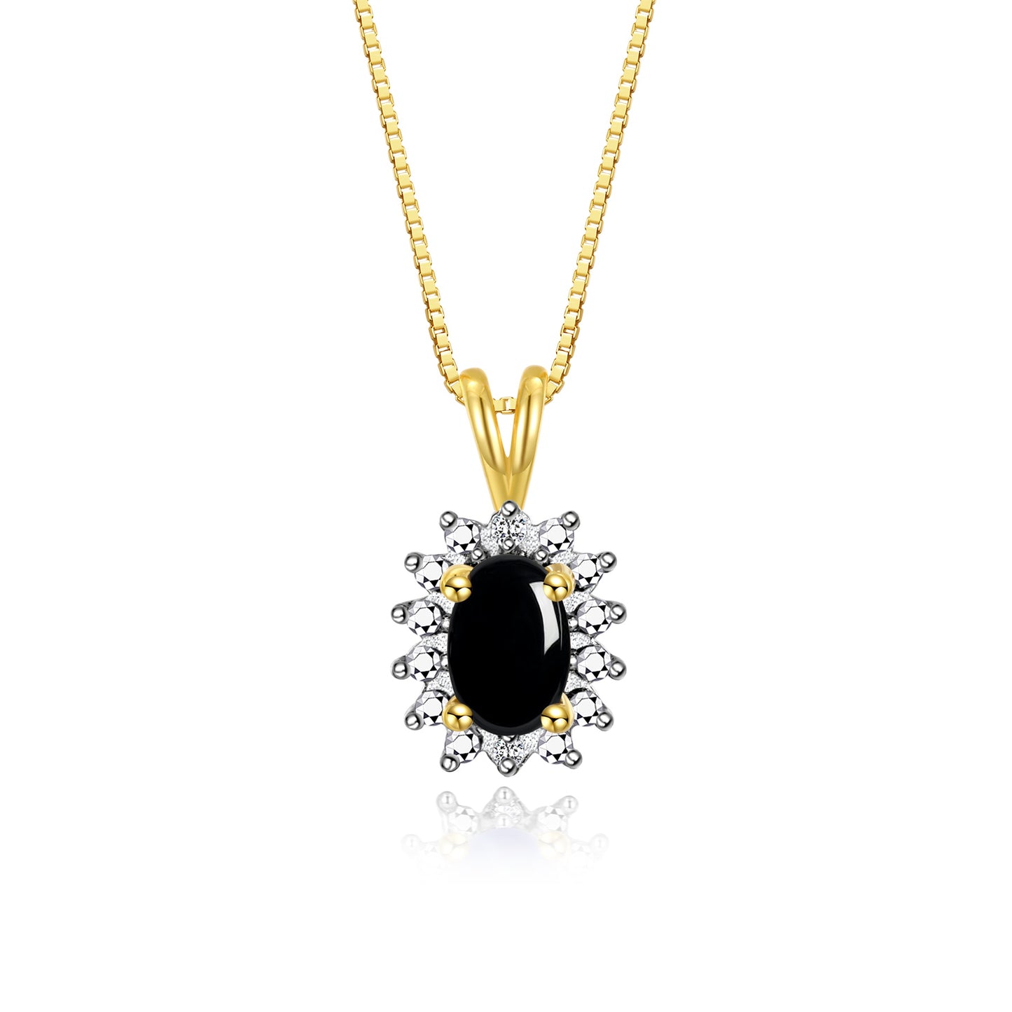 RYLOS Yellow Gold Plated Silver Halo Pendant Necklace: Gemstone & Diamond Accent, 18 Chain - 6X4MM Birthstone Women's Jewelry - Timeless Elegance