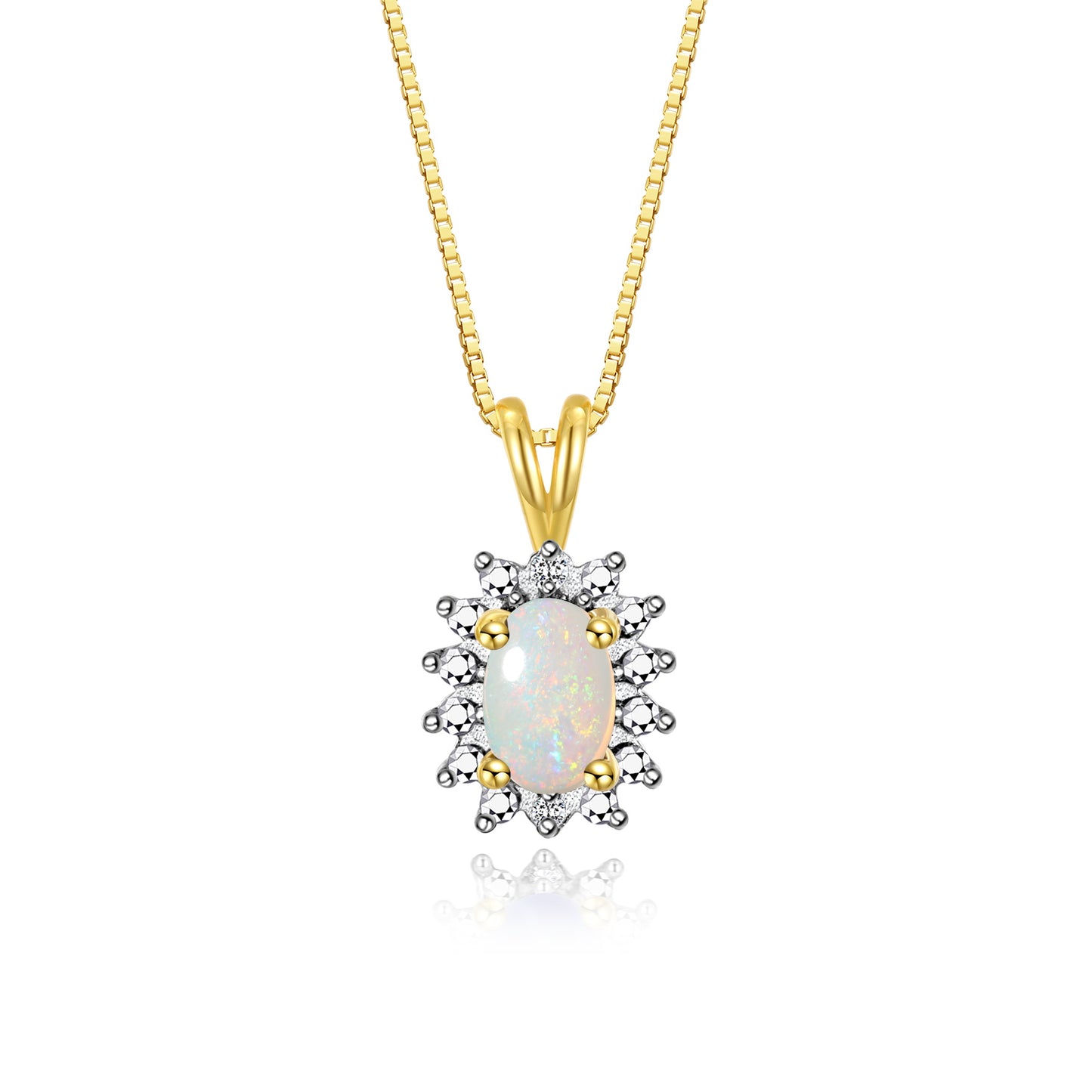 RYLOS 14K Yellow Gold Halo Pendant Necklace: Gemstone & Diamond Accent, 18 Chain - 6X4MM Birthstone Women's Jewelry - Timeless Elegance
