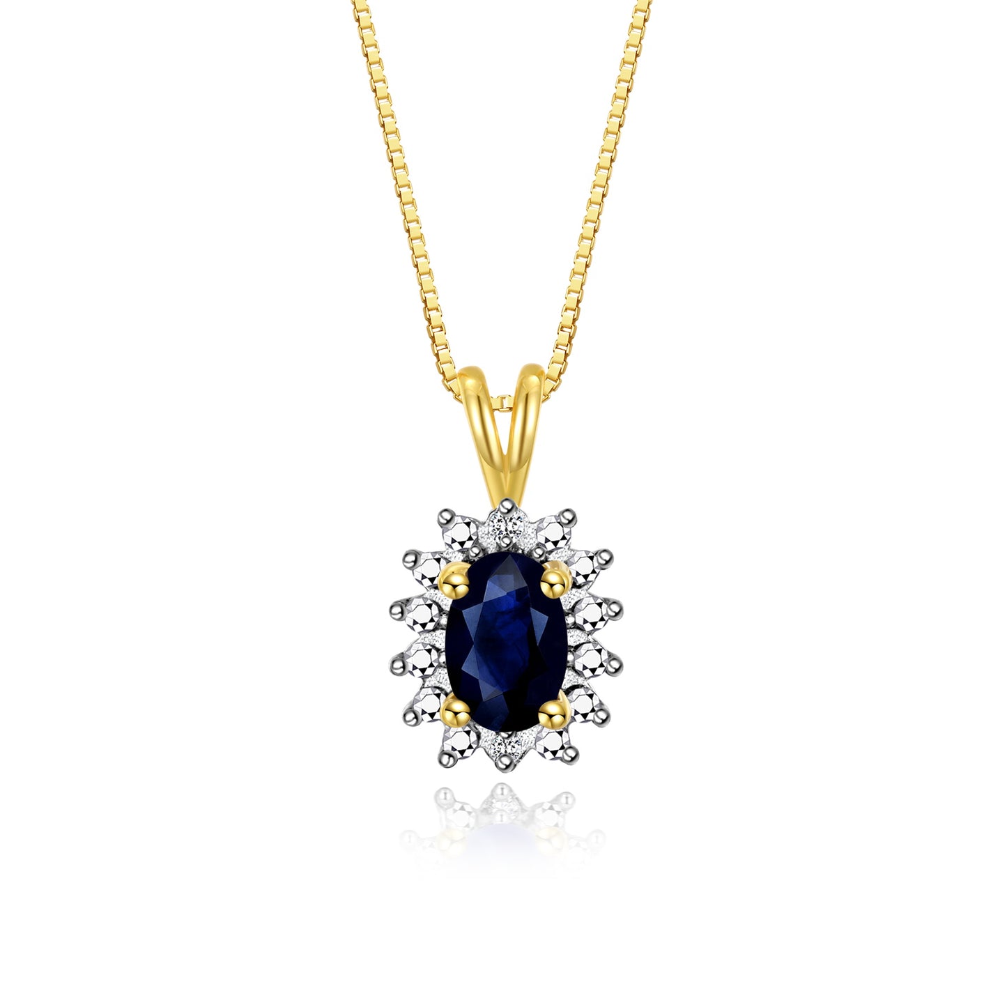 RYLOS 14K Yellow Gold Halo Pendant Necklace: Gemstone & Diamond Accent, 18 Chain - 6X4MM Birthstone Women's Jewelry - Timeless Elegance
