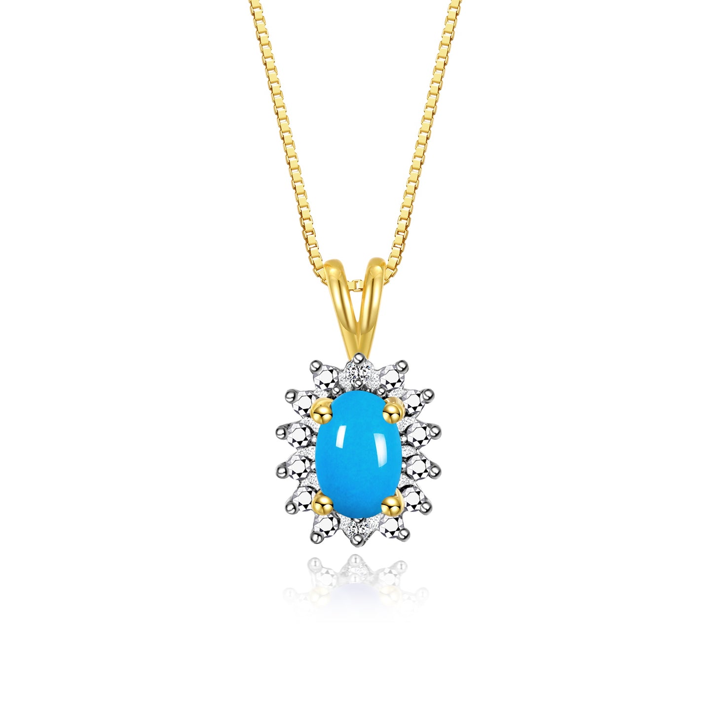 RYLOS 14K Yellow Gold Halo Pendant Necklace: Gemstone & Diamond Accent, 18 Chain - 6X4MM Birthstone Women's Jewelry - Timeless Elegance