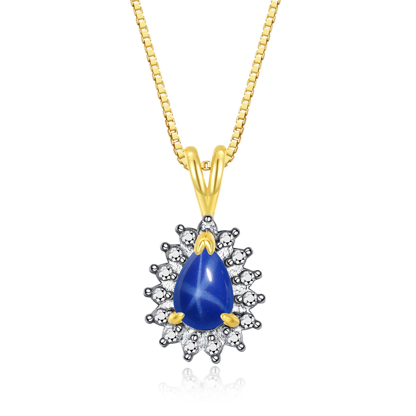 RYLOS Halo Pendant 14K Yellow Gold Necklace : Gemstone & Diamond Accent, 18 Chain - 6X4MM Tear Drop Birthstone Women's Jewelry - Timeless Elegance