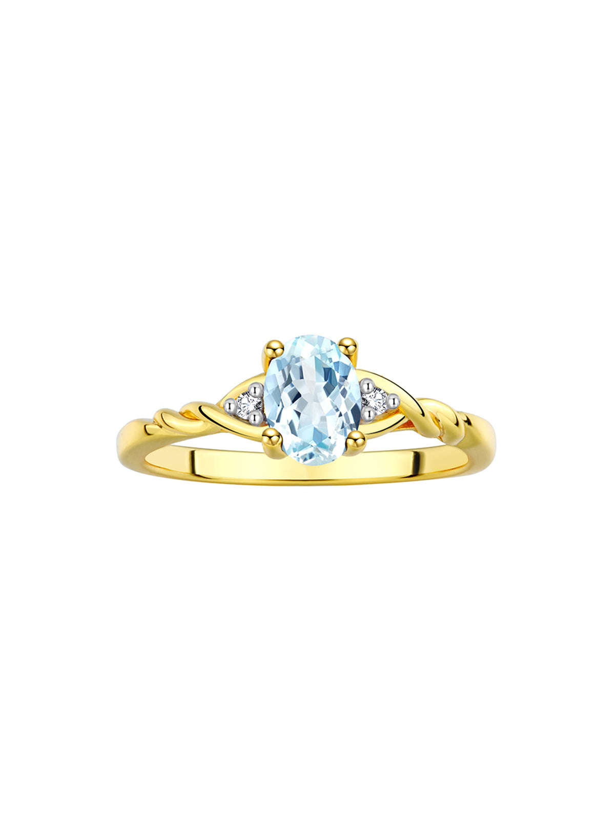 RYLOS Timeless 14K Yellow Gold Birthstone Ring - 7X5MM Oval Gemstone & Sparkling Diamonds - Women's Jewelry, Sizes 5-10