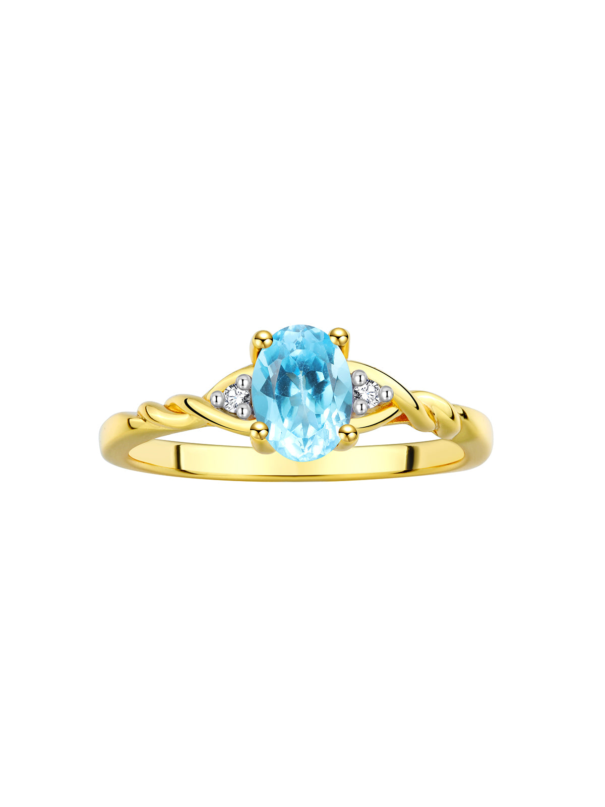 RYLOS Timeless 14K Yellow Gold Birthstone Ring - 7X5MM Oval Gemstone & Sparkling Diamonds - Women's Jewelry, Sizes 5-10