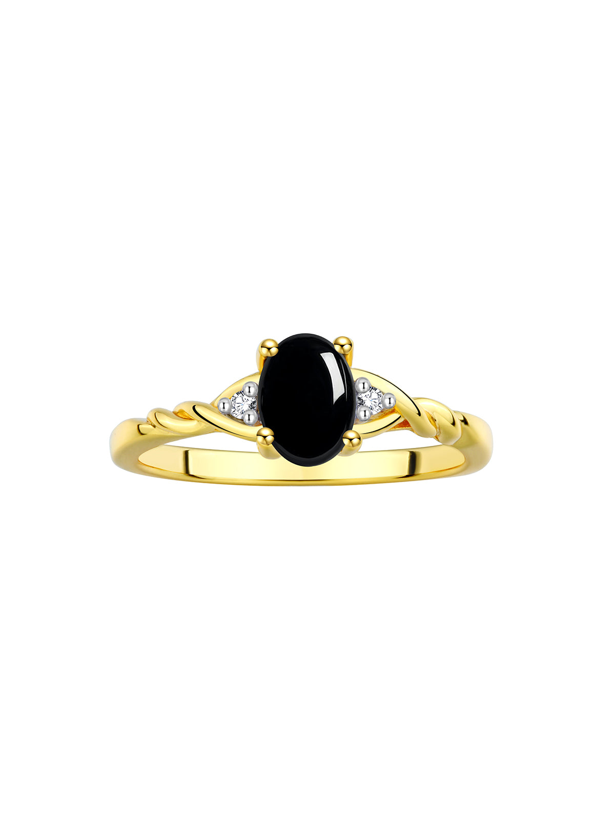 RYLOS Yellow Gold Plated Silver Classic Birthstone Ring - 7X5MM Oval Gemstone &  Diamonds - Women's Jewelry, Sizes 5-10