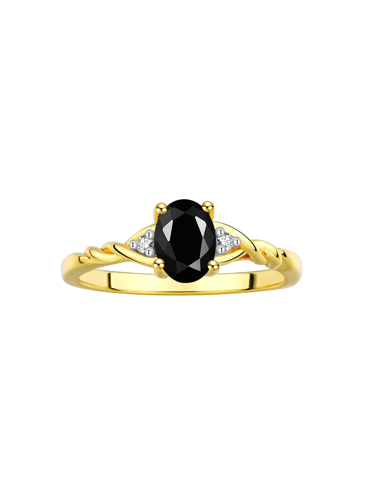 RYLOS Yellow Gold Plated Silver Classic Birthstone Ring - 7X5MM Oval Gemstone &  Diamonds - Women's Jewelry, Sizes 5-10
